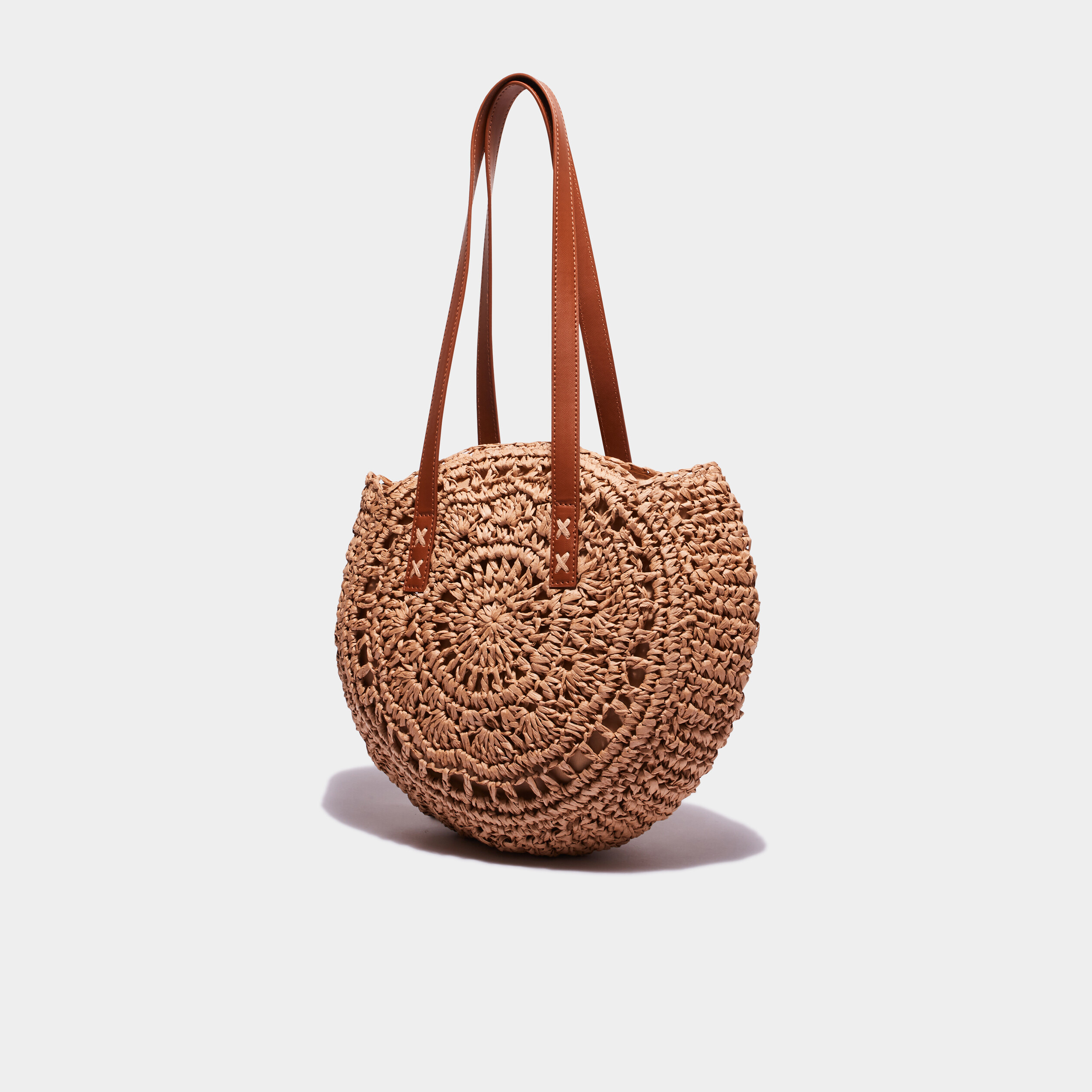 sac a main rond paille tressee sable femme Sac à main rond paille tressée sable femme