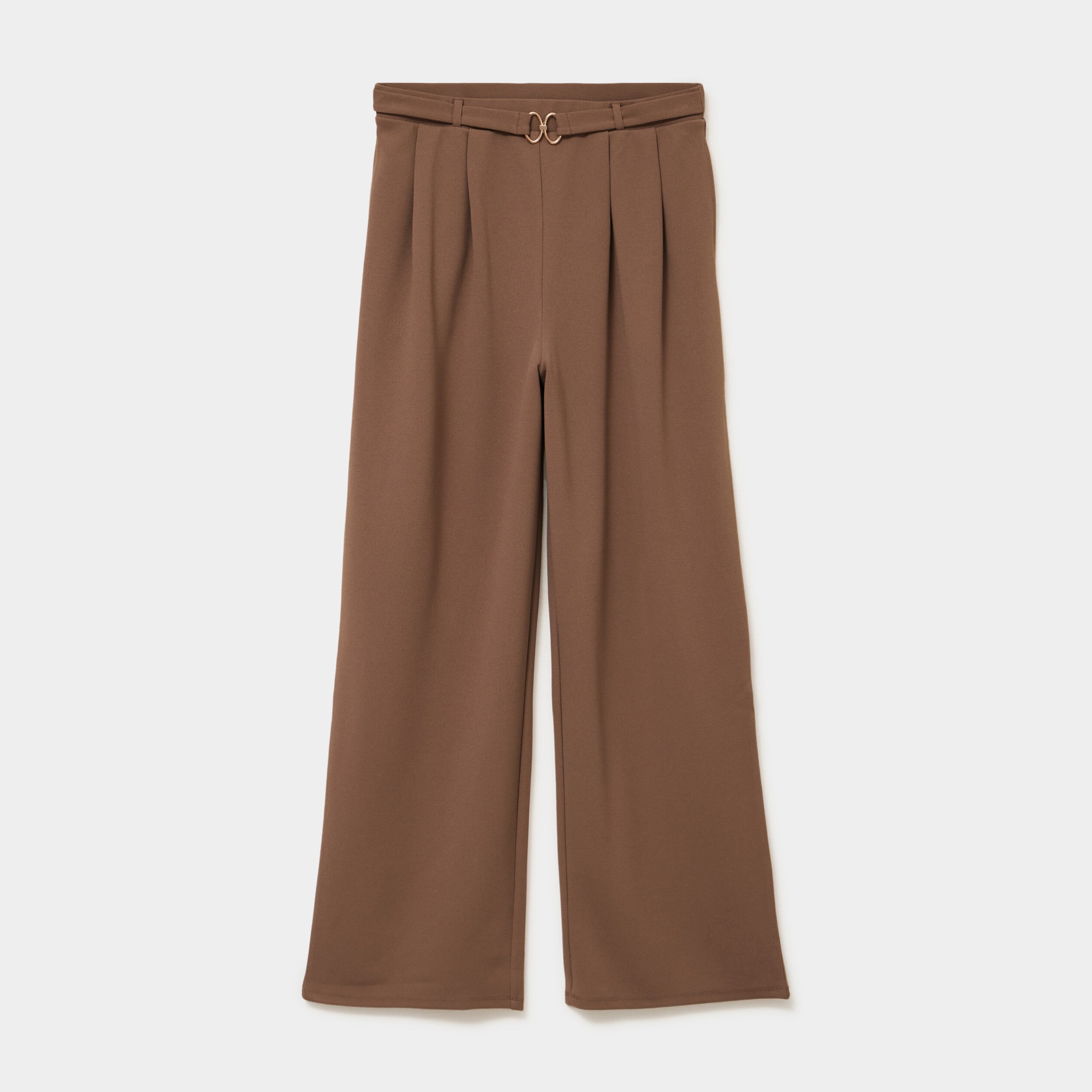 Pantalon &agrave; pinces large fluide marron clair femme