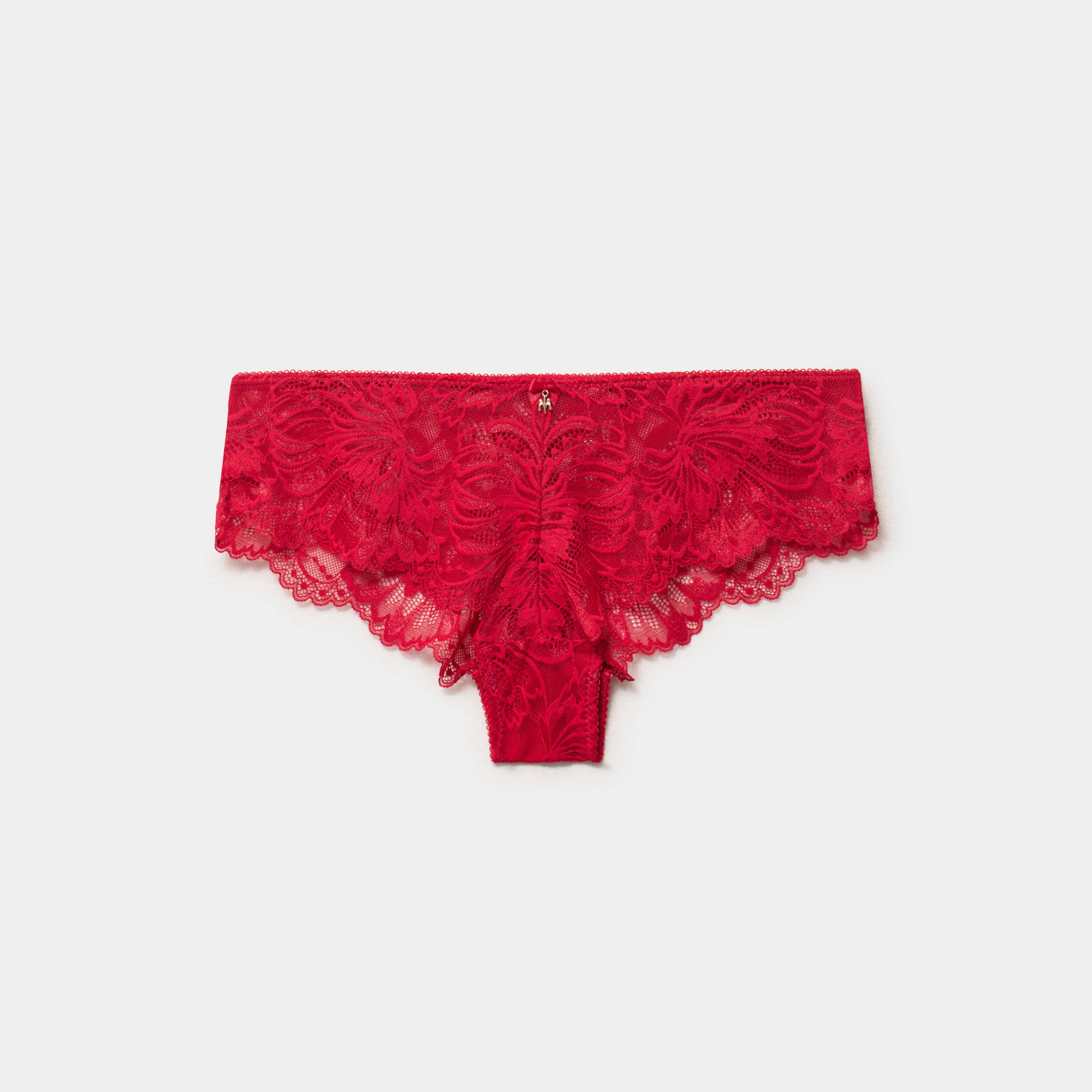 Shorty en dentelle rouge femme