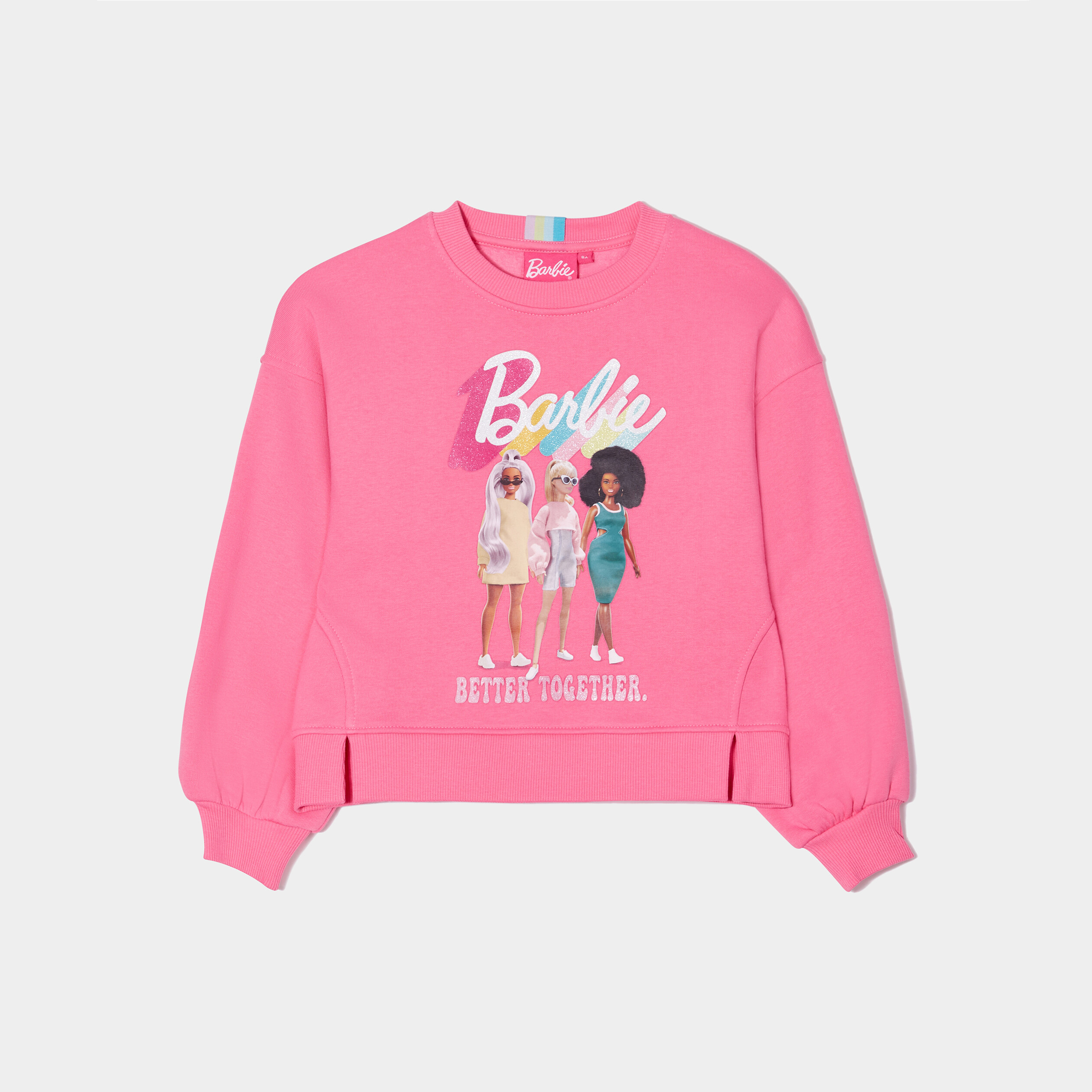 Sweat manches longues Barbie rose fushia fille