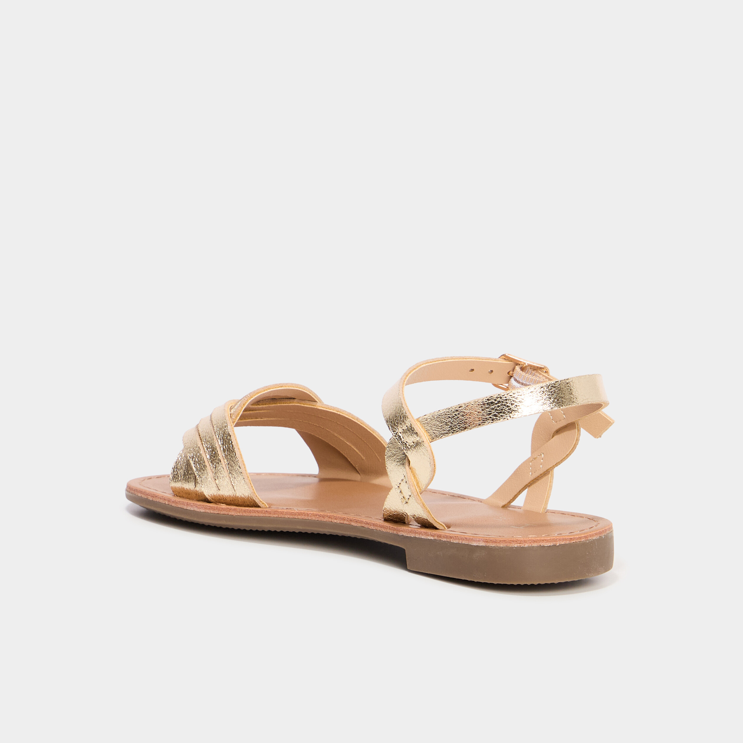 sandales tressees plates jaune or fille Sandales tressées plates jaune or fille