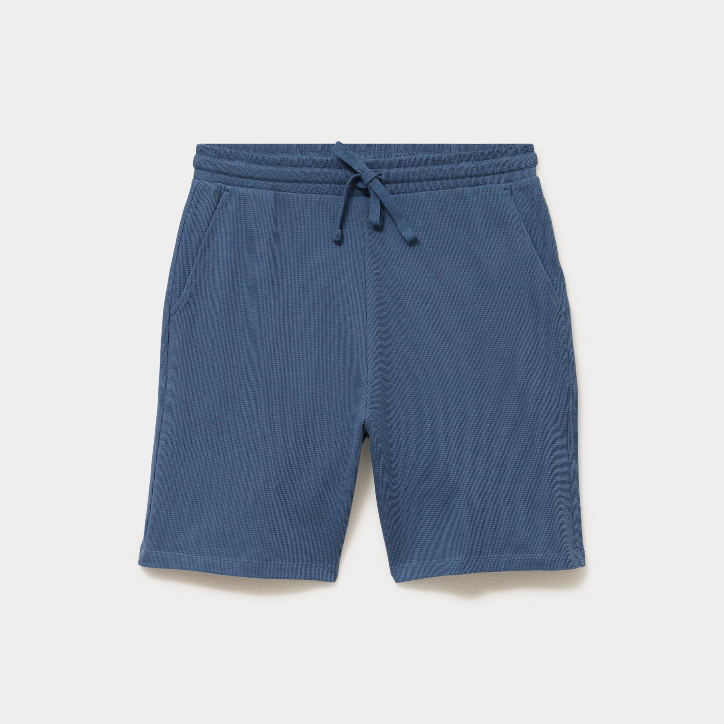 Bermuda chino textur&eacute; coupe droite coton bleu gris homme