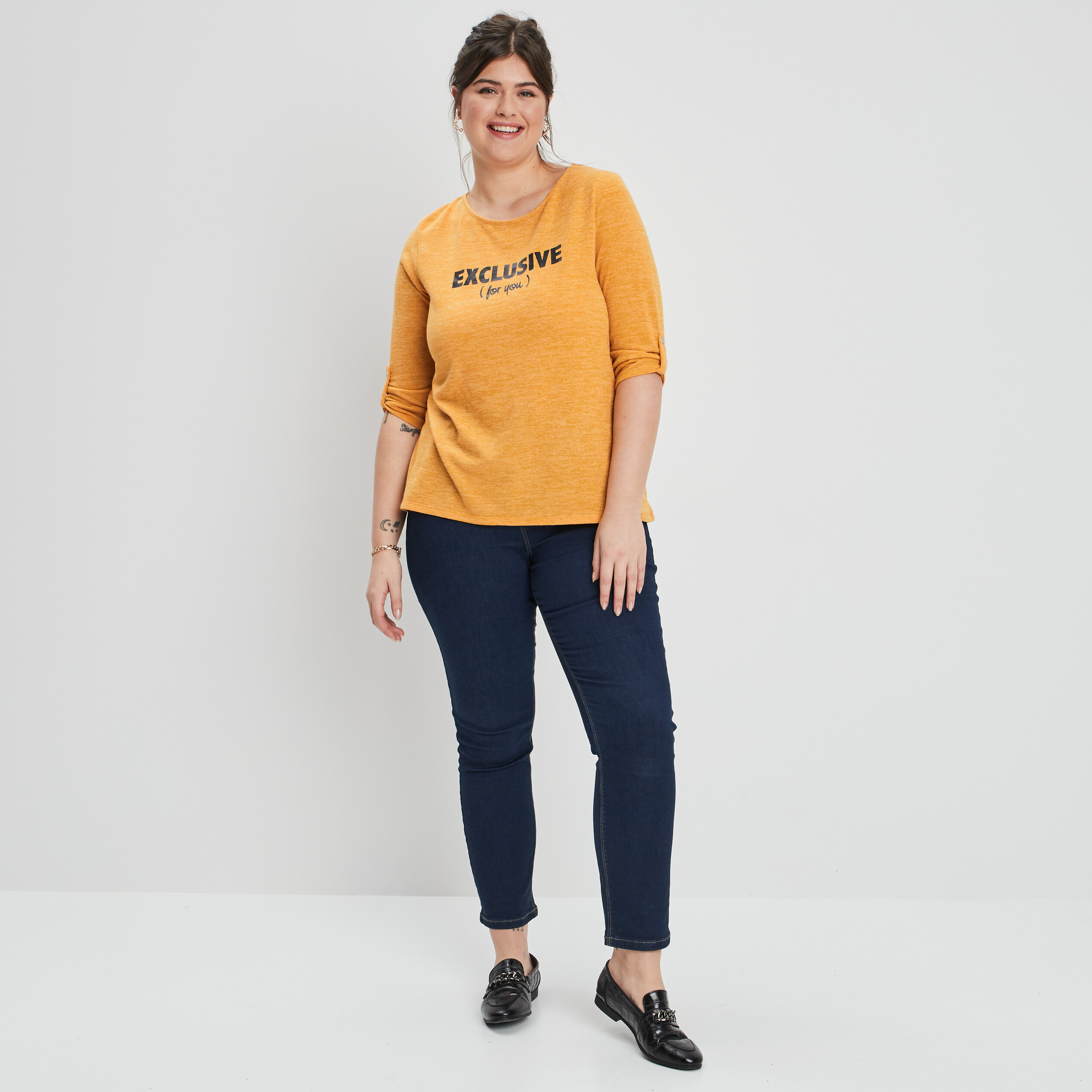Pull moutarde femme top grande taille