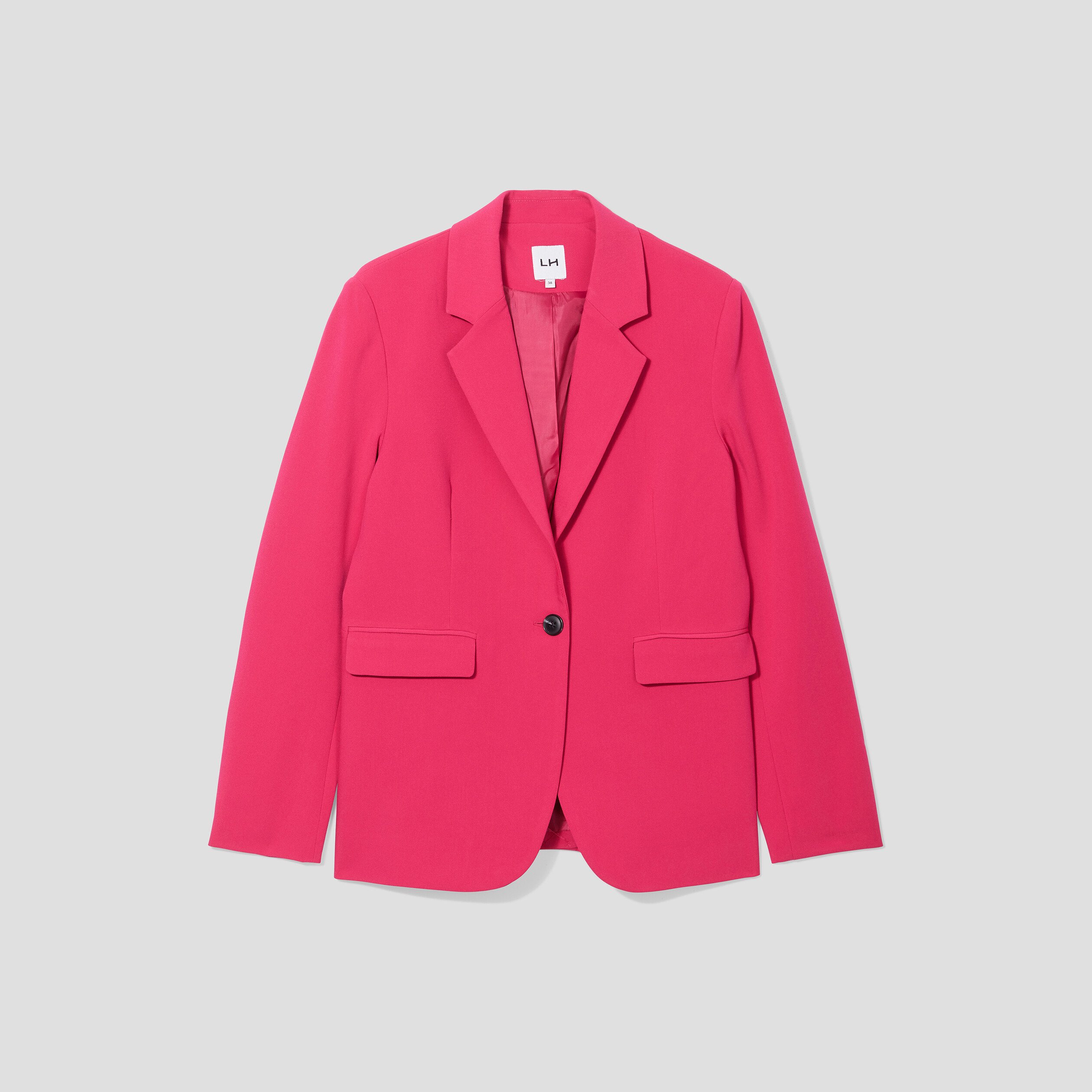 Veste droite boutonn e manches longues rose framboise femme