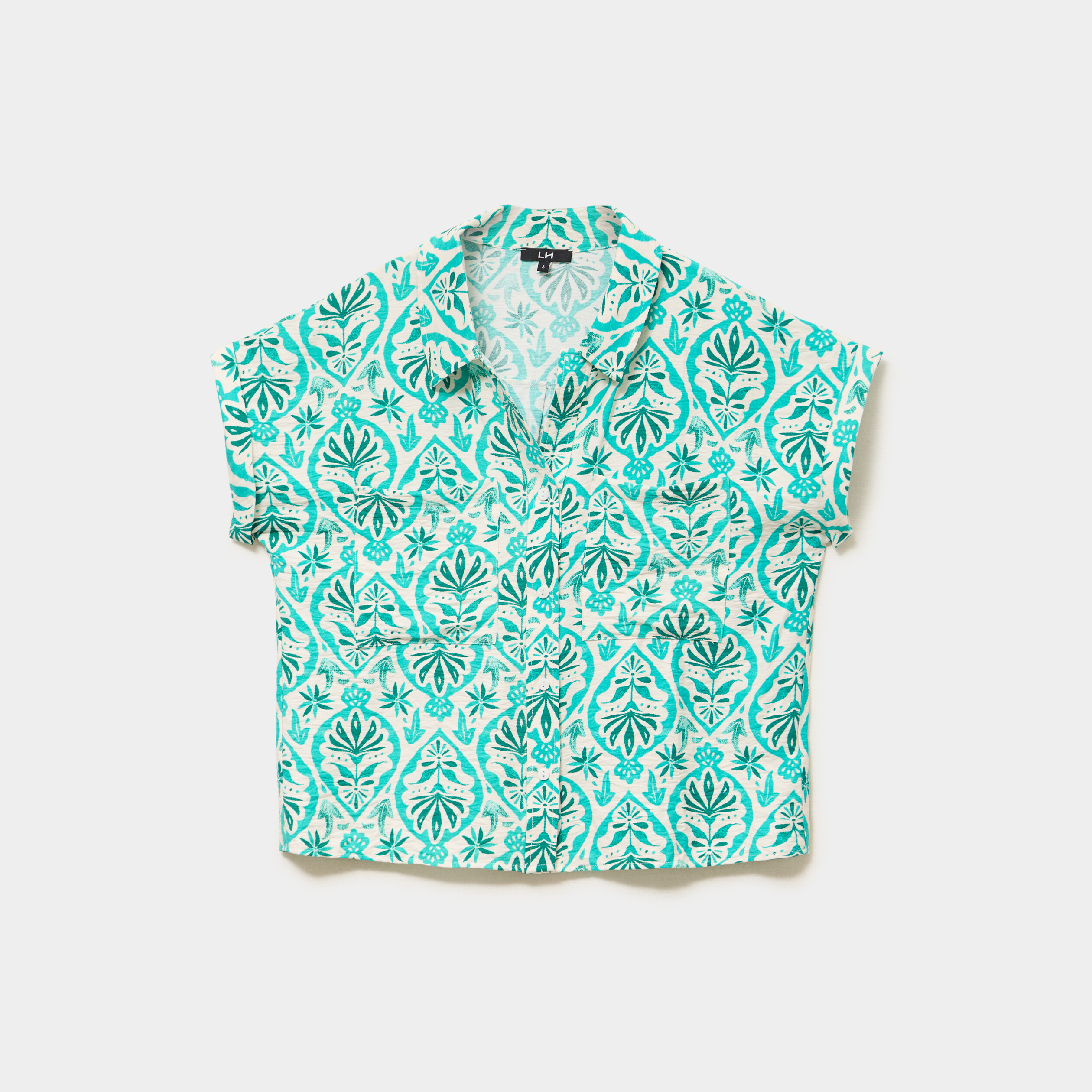 Chemise manches courtes 2 poches ecru femme