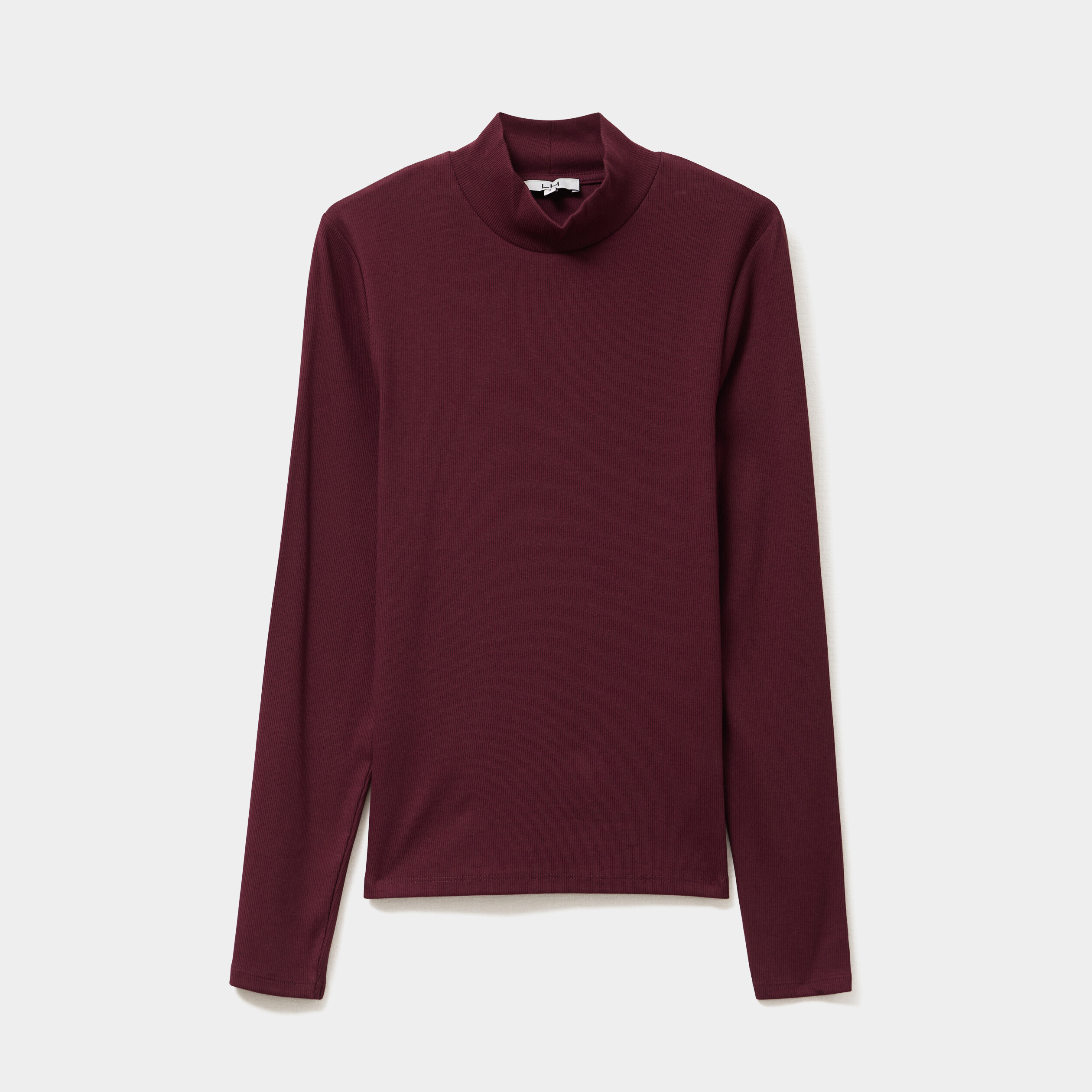 T-shirt ajust&eacute; col montant violet fonc&eacute; femme