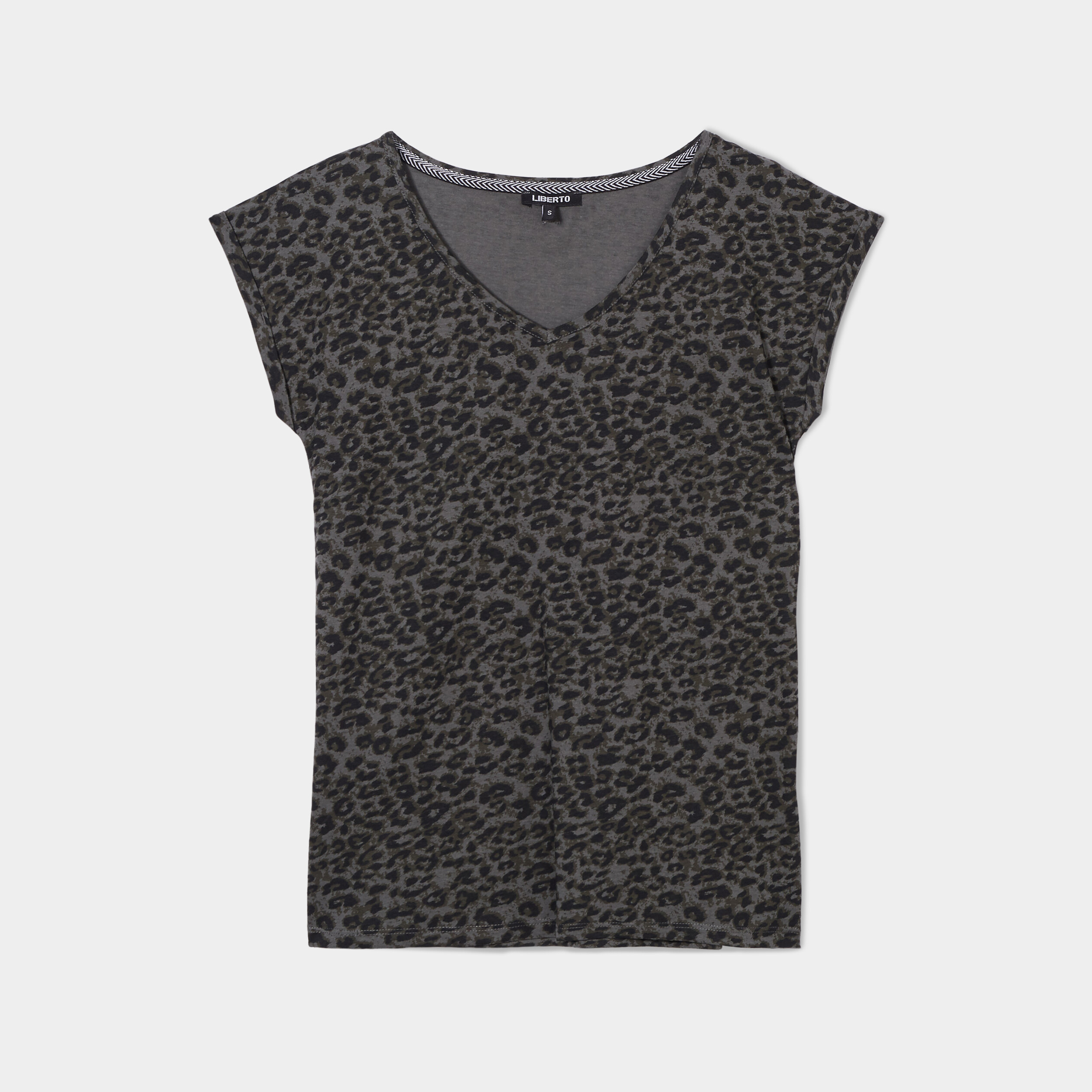 t shirt col en v manches courtes liberto vert kaki femme T-shirt col en V manches courtes Liberto vert kaki femme