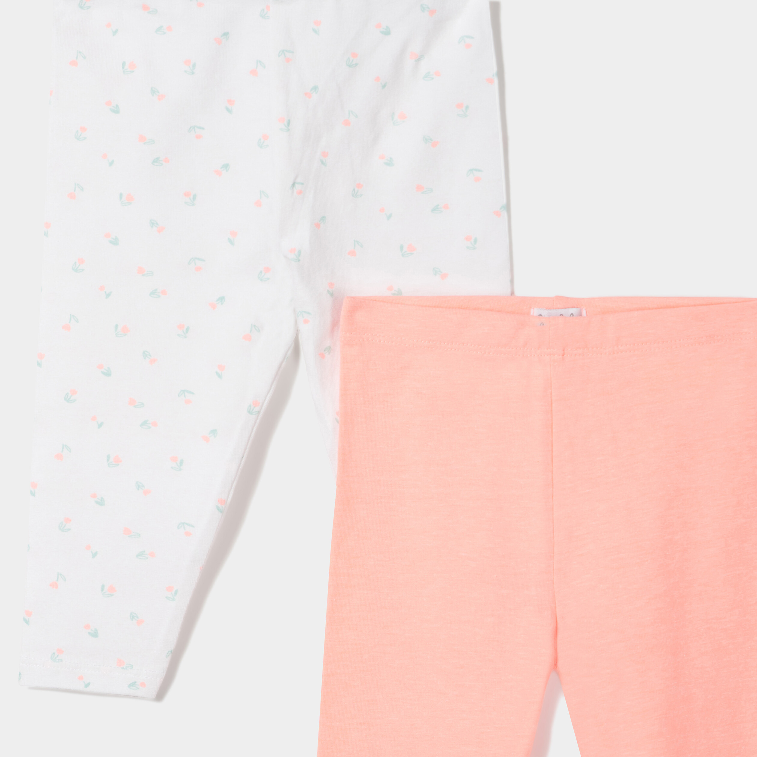 Lot 2 leggings en coton taille standard blanc bébé fille