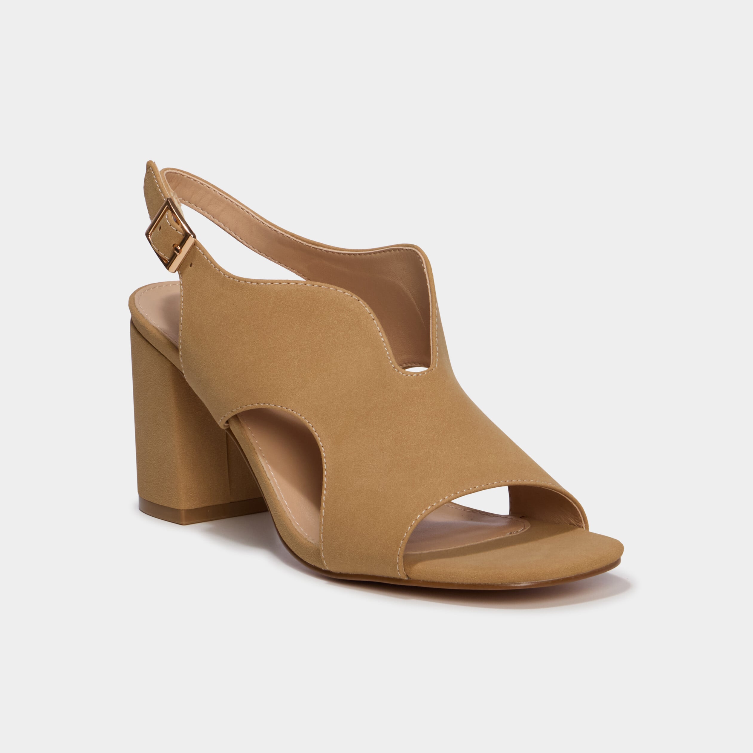 Sandales su&eacute;dine &agrave; talons sable femme