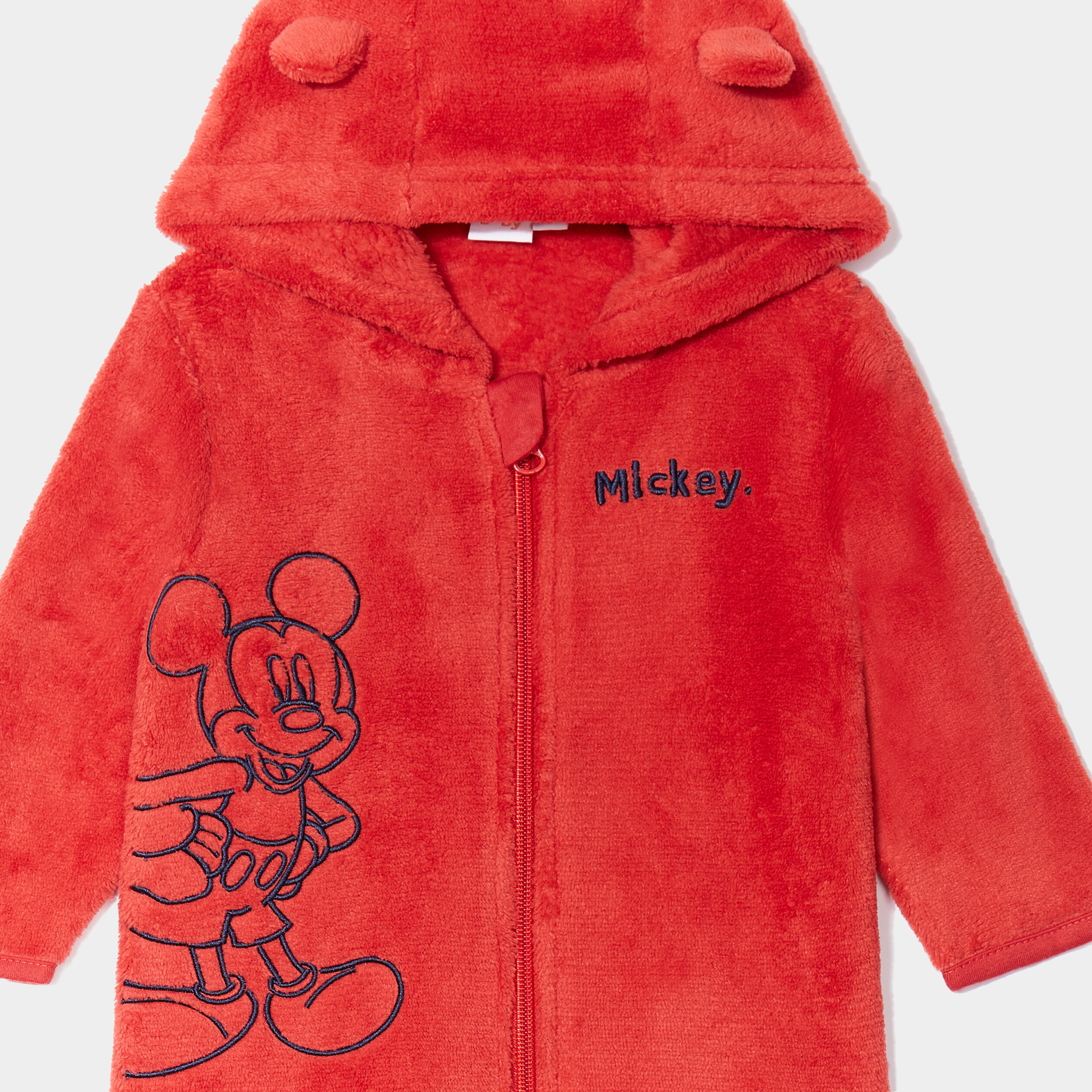 gilet fausse fourrure a capuche mickey orange fonce bebeg Gilet fausse fourrure à capuche Mickey orange foncé bébé garçon