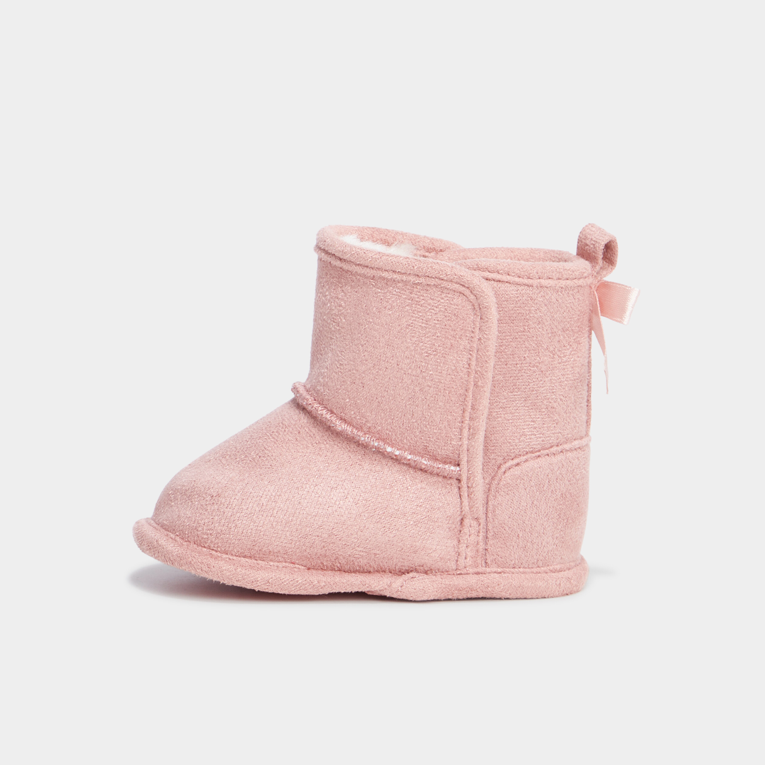 bottons fourres a scratchs et noeuds rose bebef Bottons fourrés à scratchs et noeuds rose bébé fille