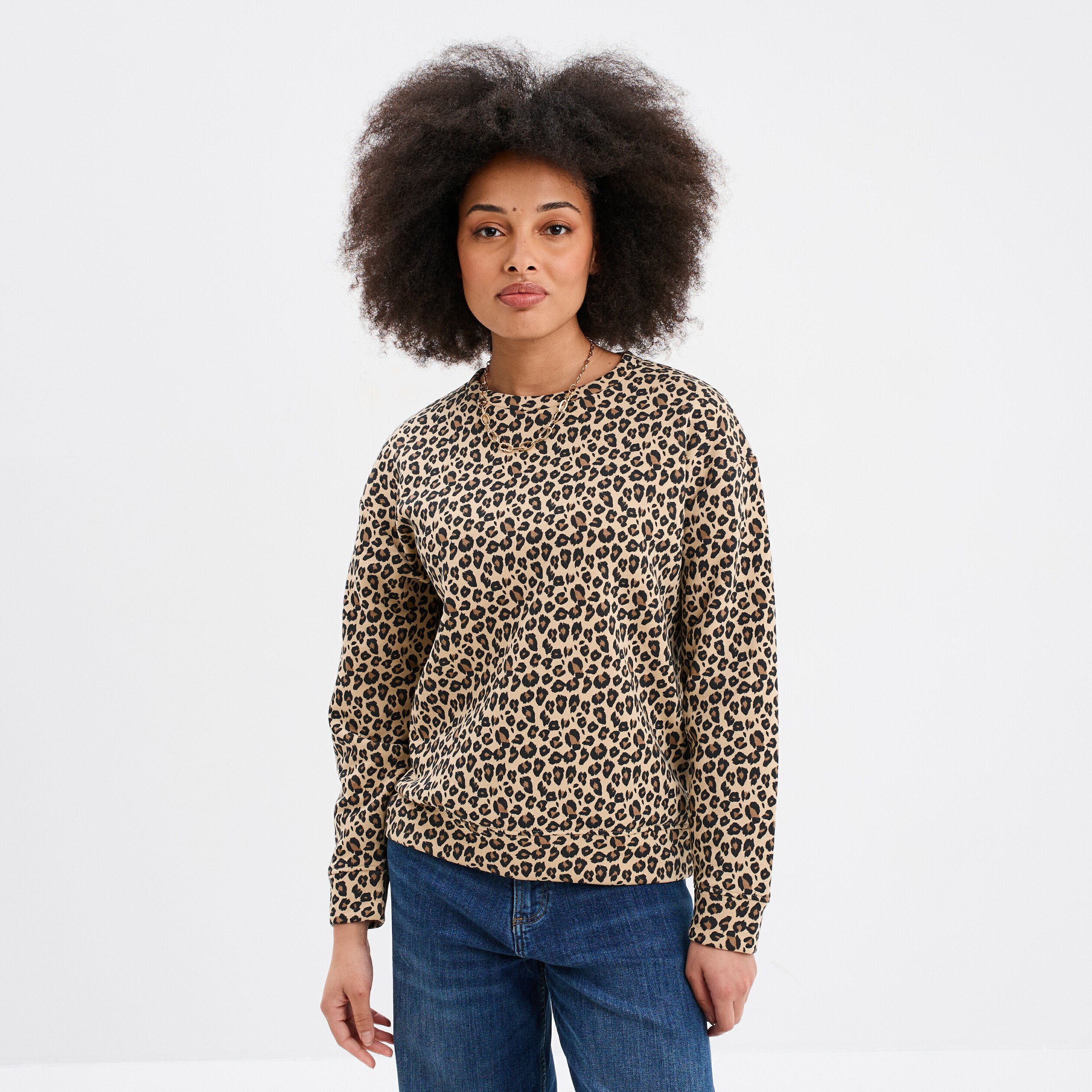 sweat col rond manches longues sable femme Sweat col rond manches longues sable femme