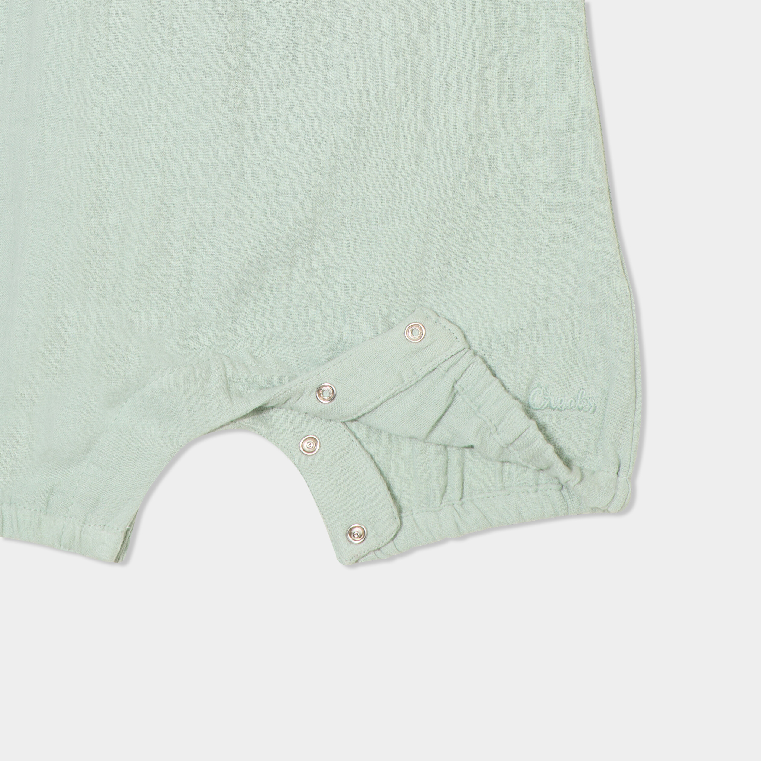 Combinaison bretelles fines gaze coton vert pastel b&eacute;b&eacute; fille