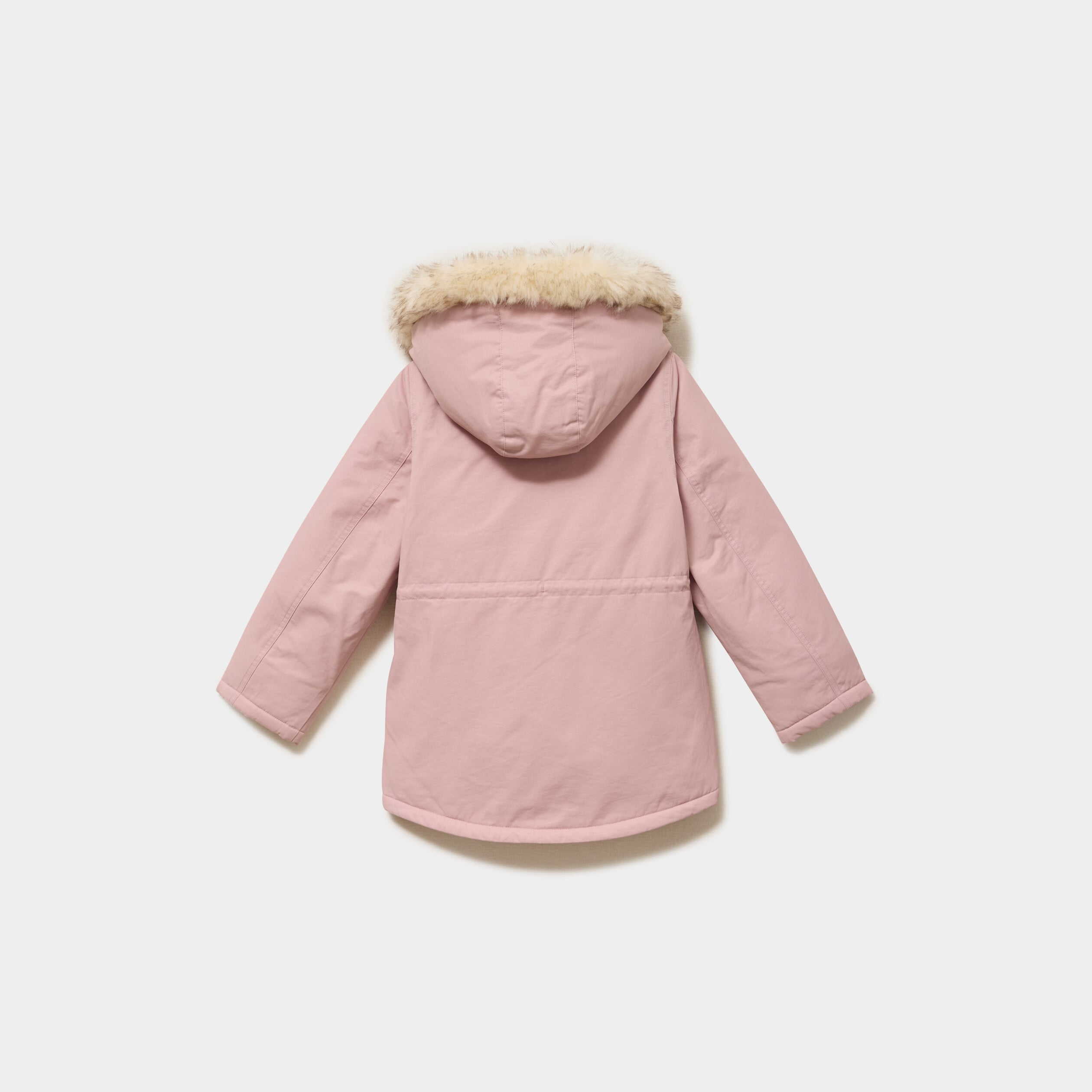 Parka &agrave; capuche fausse fourrure rose poudr&eacute;e fille