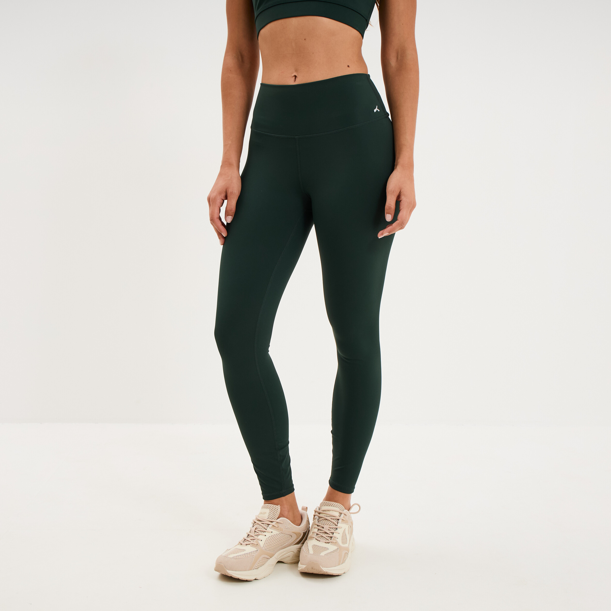 Legging de sport gainant taille haute vert fonc&eacute; femme