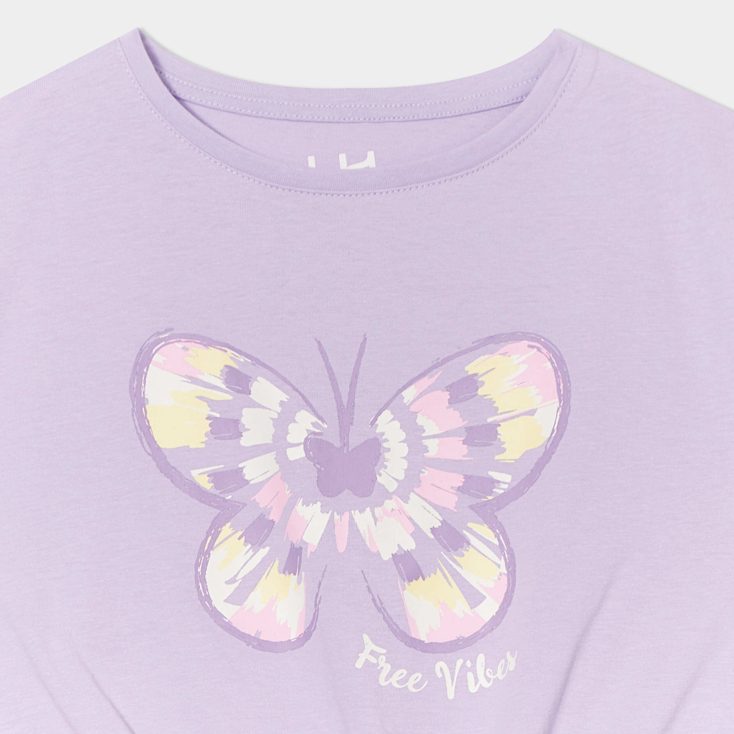 t shirt noue manches courtes coton mauve fille T-shirt noué manches courtes coton mauve fille