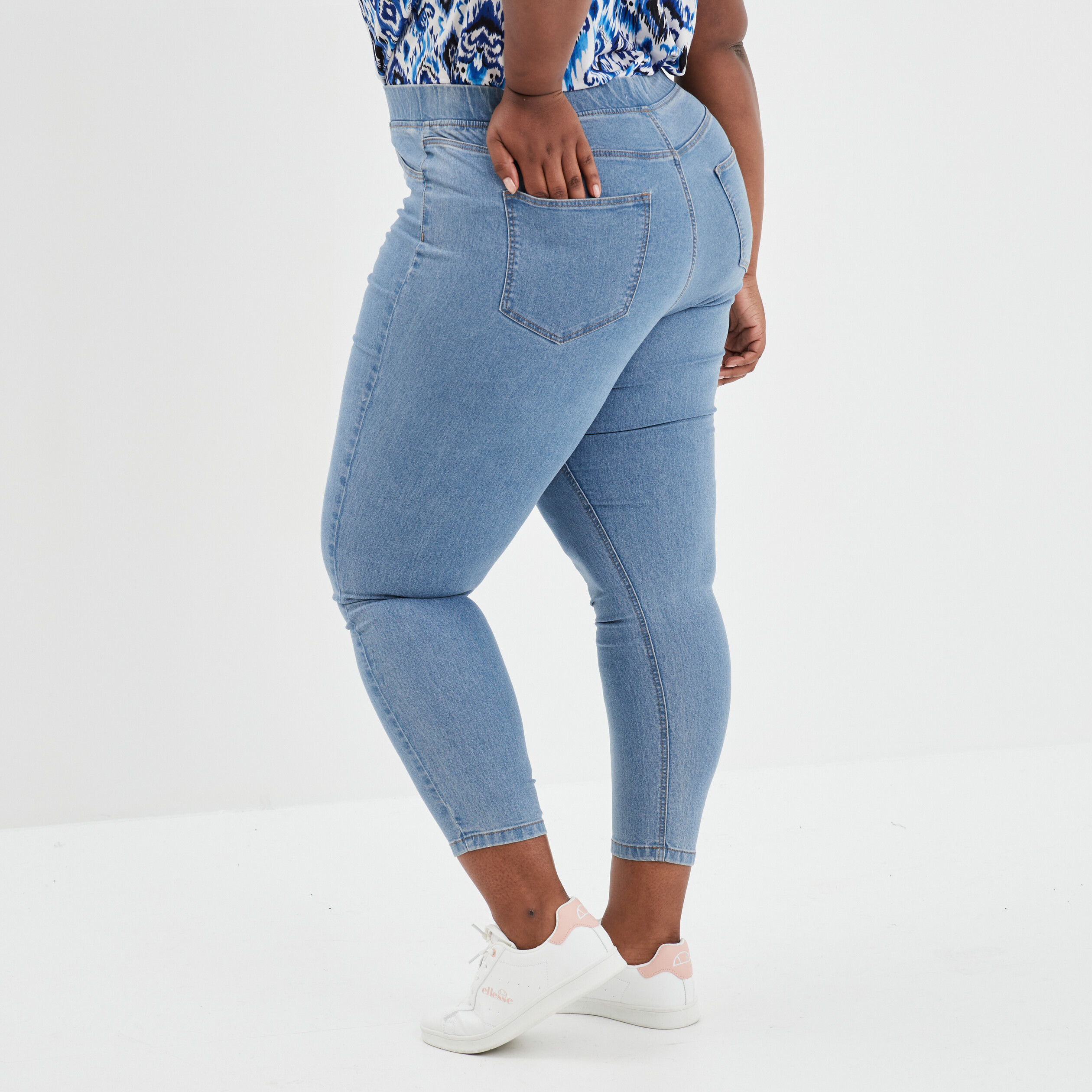 Jegging taille haute matière recyclée denim stone femme grande taille