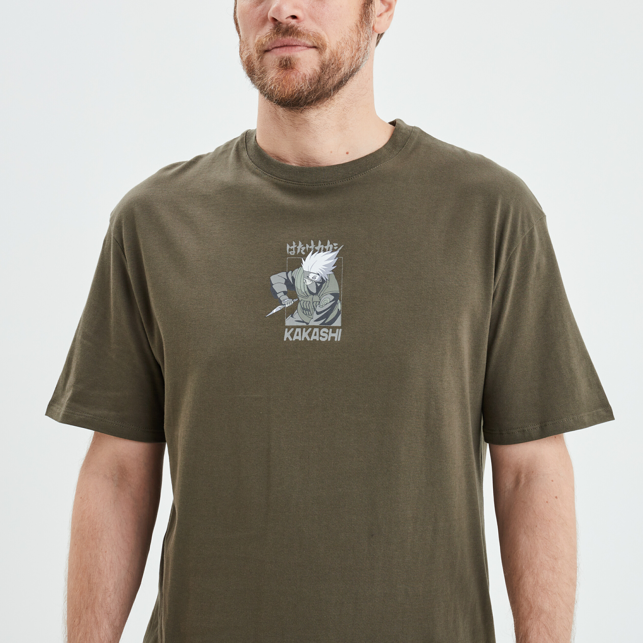 t shirt manches courtes kakashi naruto vert kaki homme T-shirt manches courtes Kakashi Naruto vert kaki homme