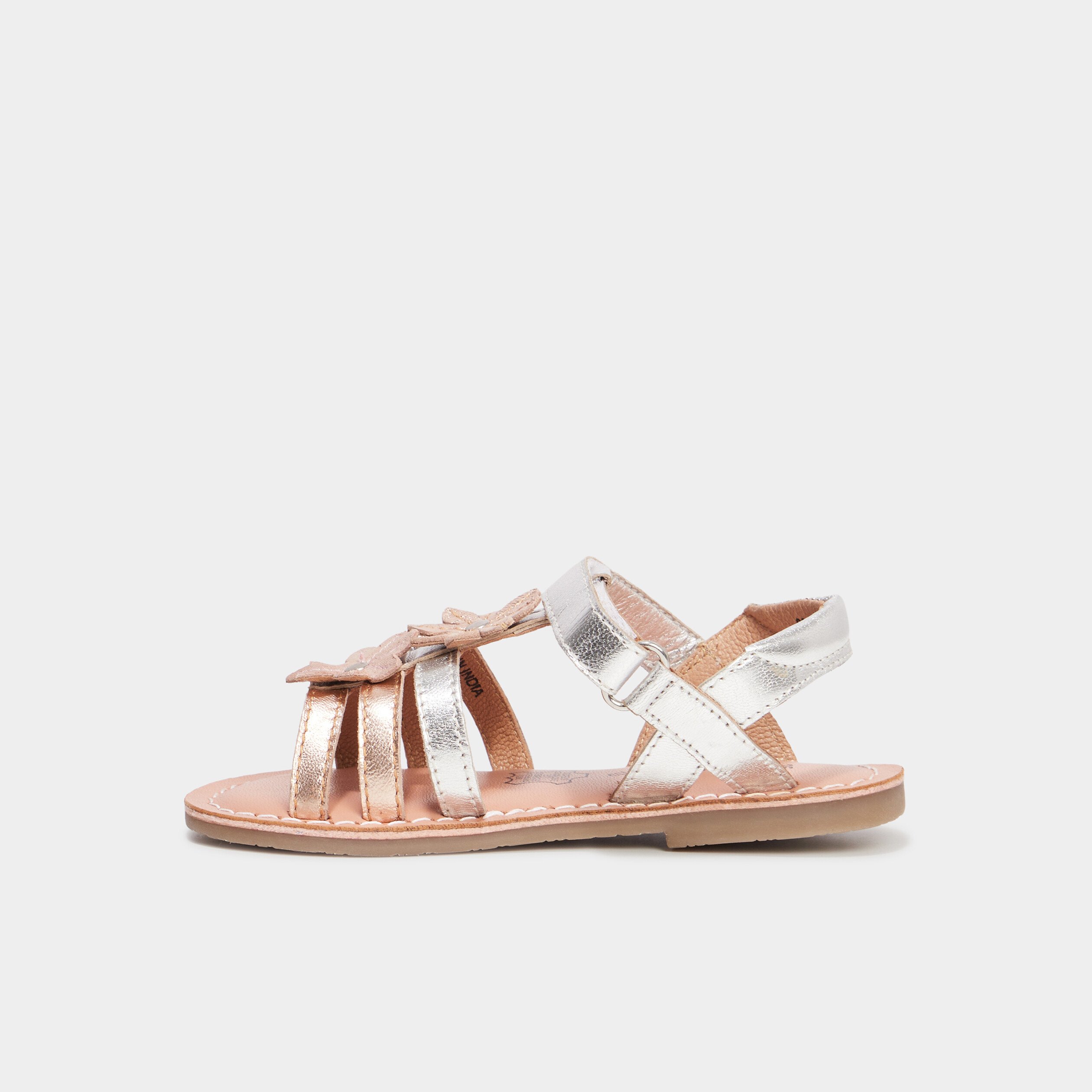 sandales fleurs en cuir creeks gris argent fille Sandales fleurs en cuir Creeks gris argent fille