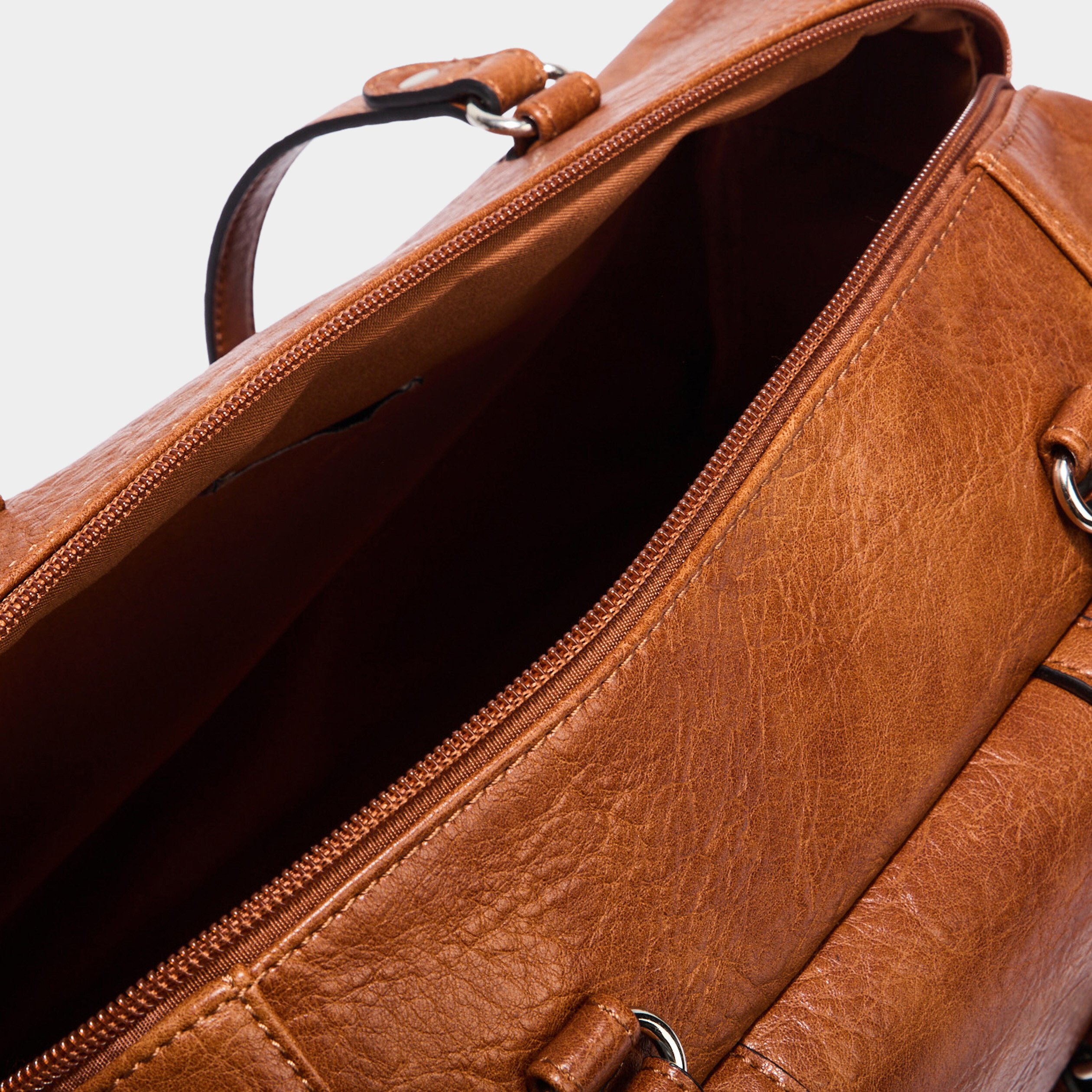 Sac porté-épaule avec poche à rabat marron cognac femme La Halle