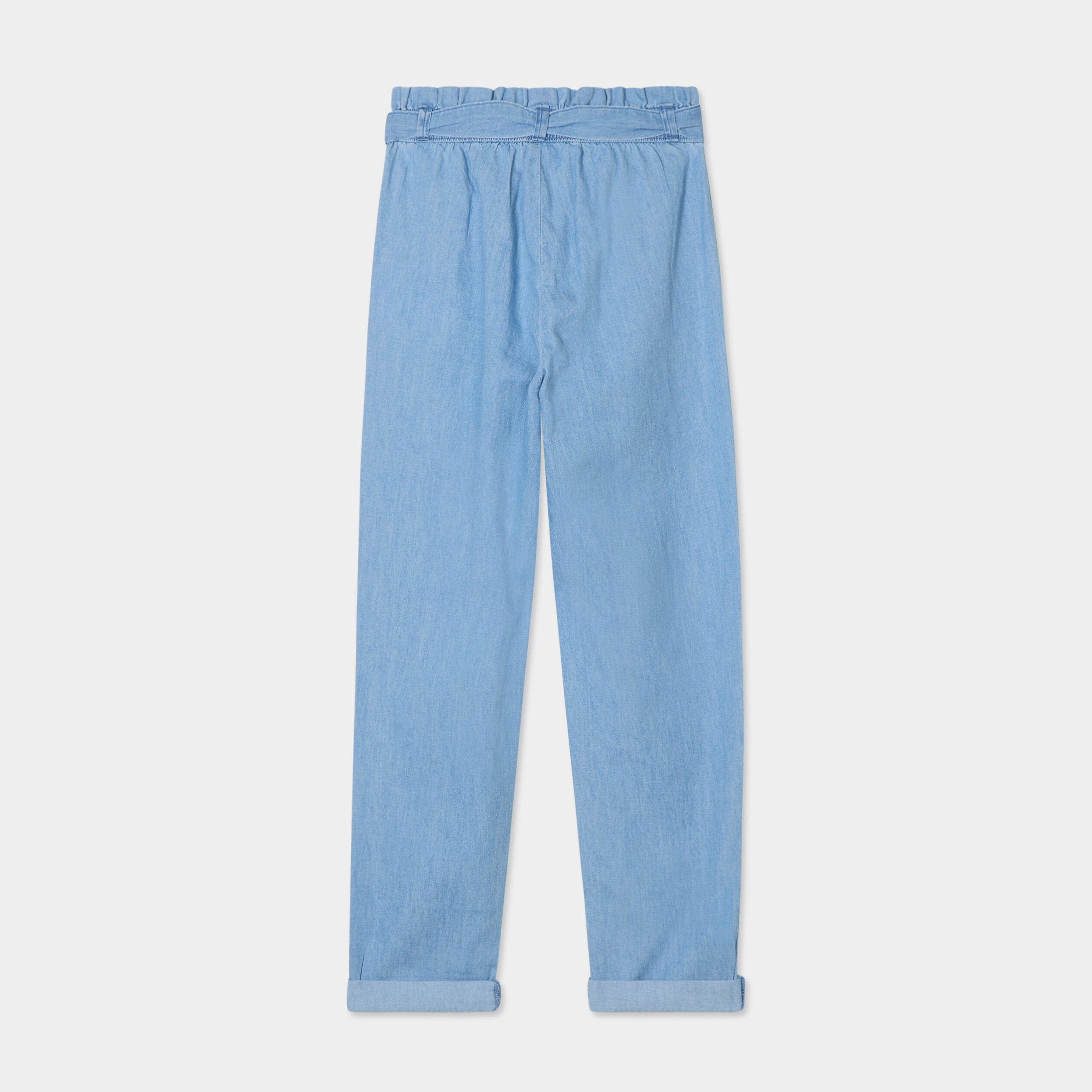 pantalon slouchy fluide ceinture en jean denim double stone fille Pantalon slouchy fluide ceinturé en jean denim double stone fille