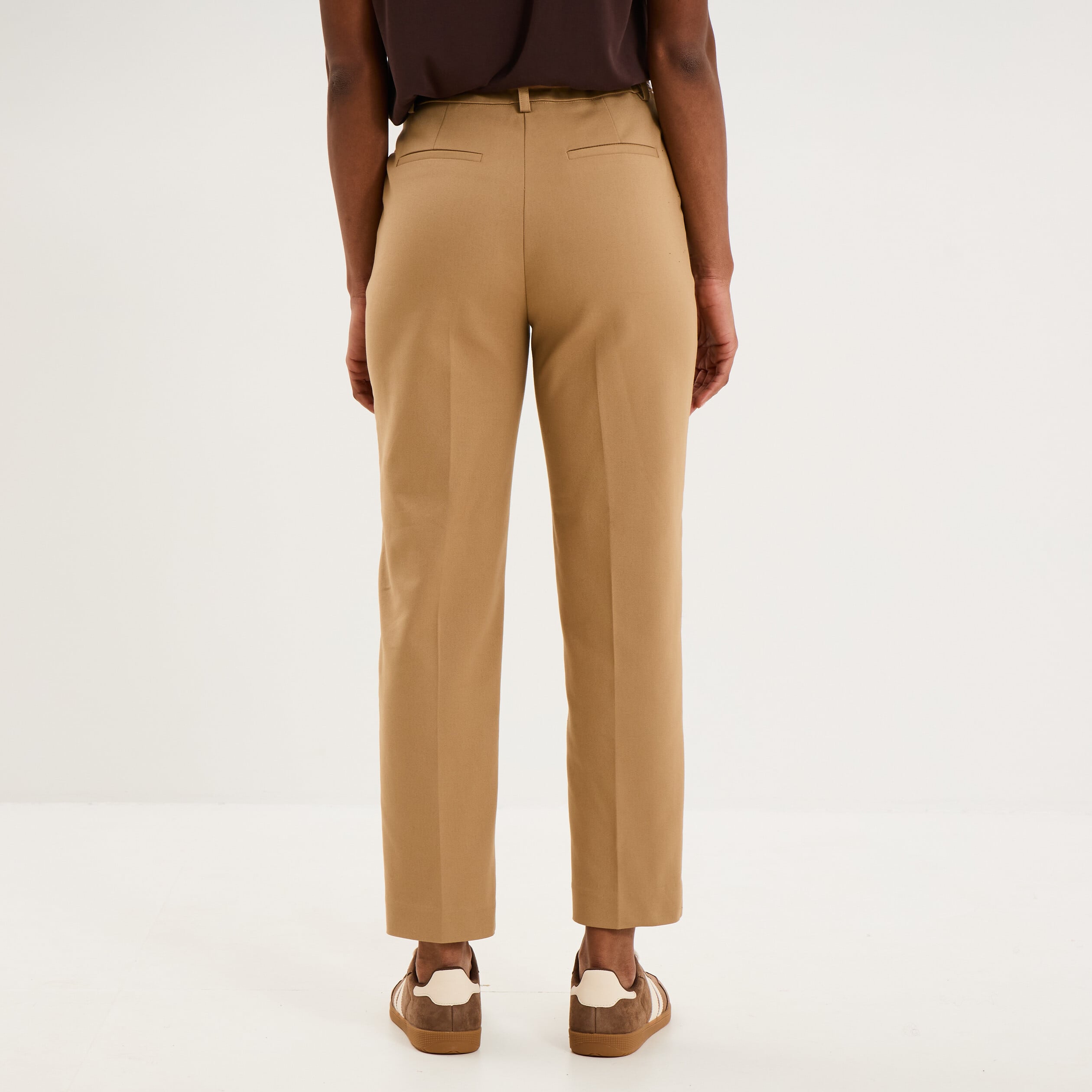 Pantalon chino ceinture amovible beige femme