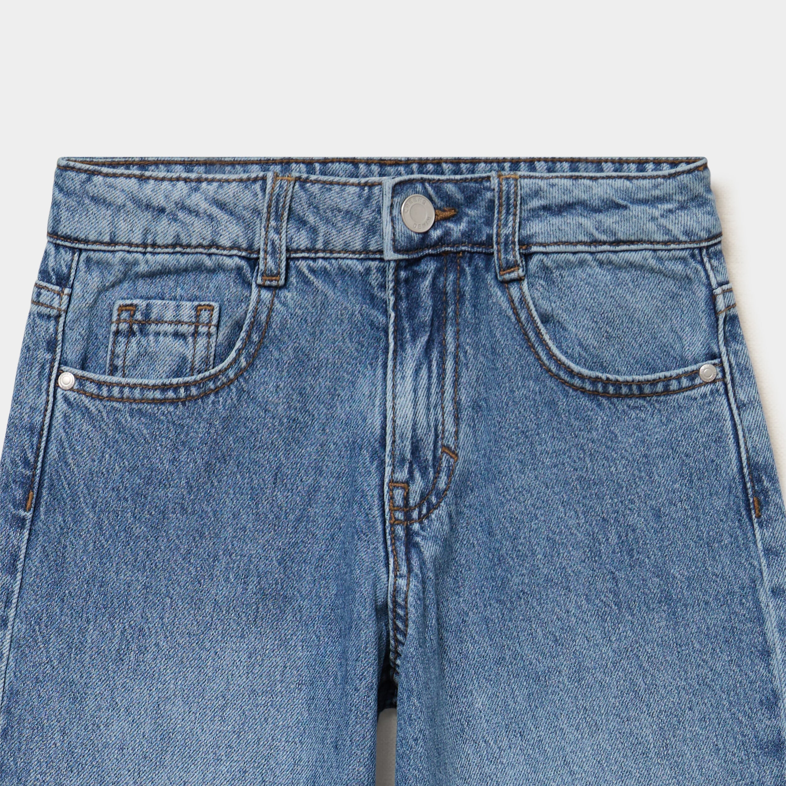 Jean large 5 poches taille ajustable denim stone fille
