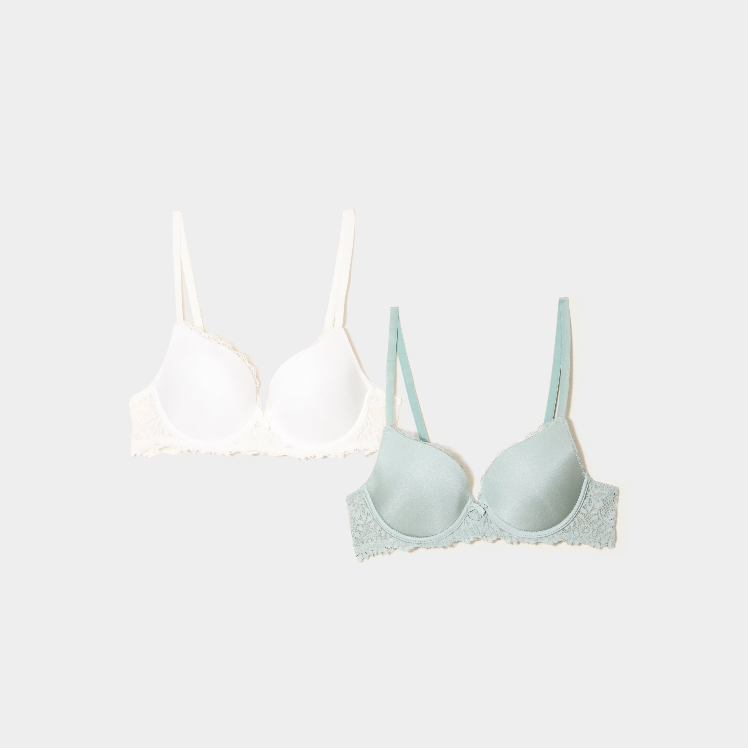 Lot 2 soutiens-gorge corbeille padd&eacute;s vert clair femme