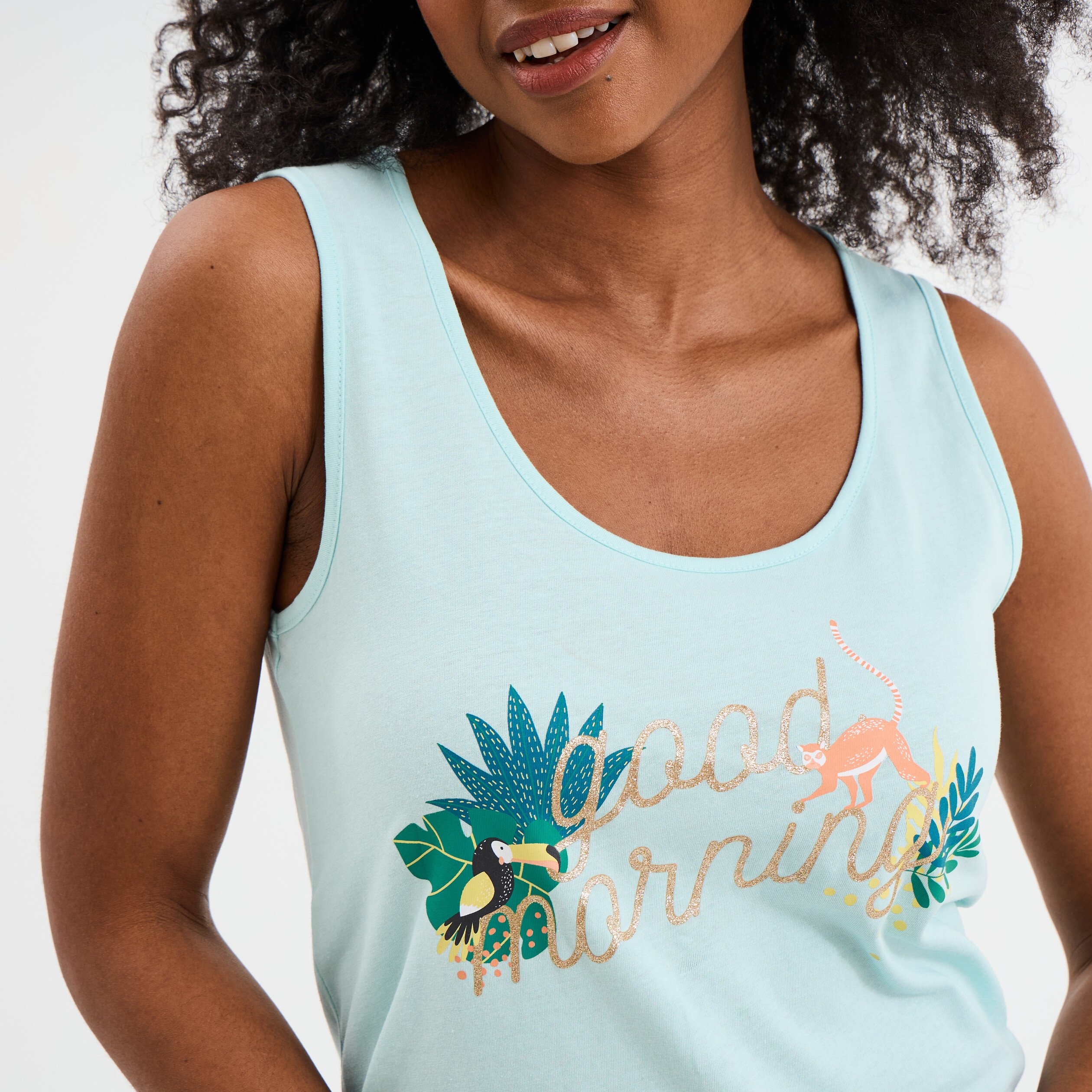 chemise de nuit sans manches coton bleu turquoise femme Chemise de nuit sans manches coton bleu turquoise femme