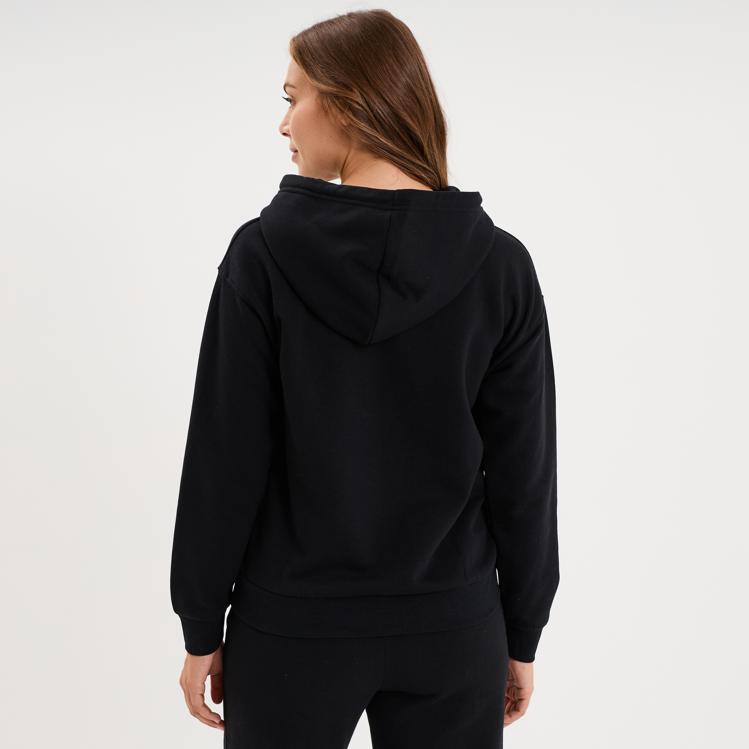 Sweat hoodie 1 poche &agrave; capuche noir femme