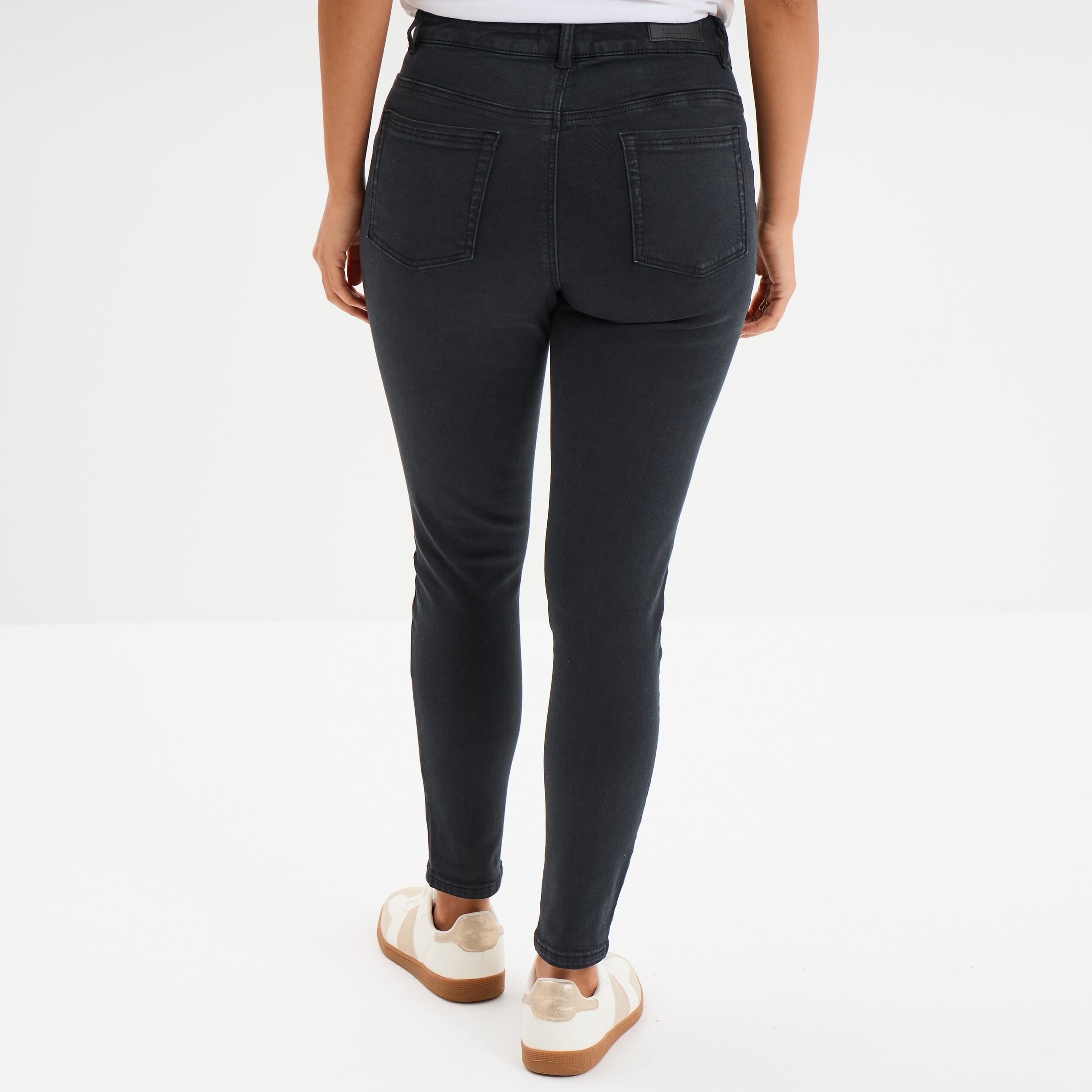 Pantalon skinny 7/8&egrave;me coton noir femme