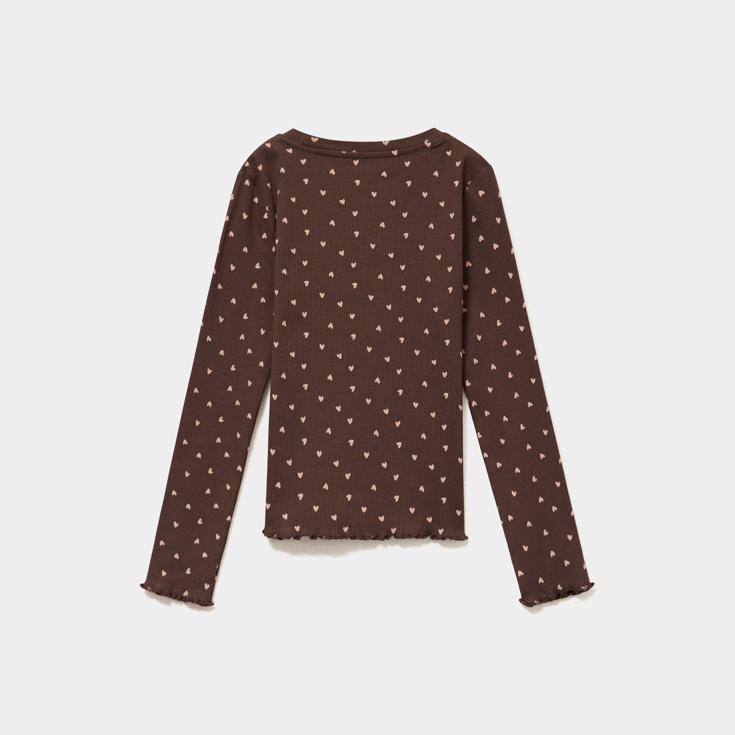 T-shirt c&ocirc;tel&eacute; ajust&eacute; manches longues marron fille