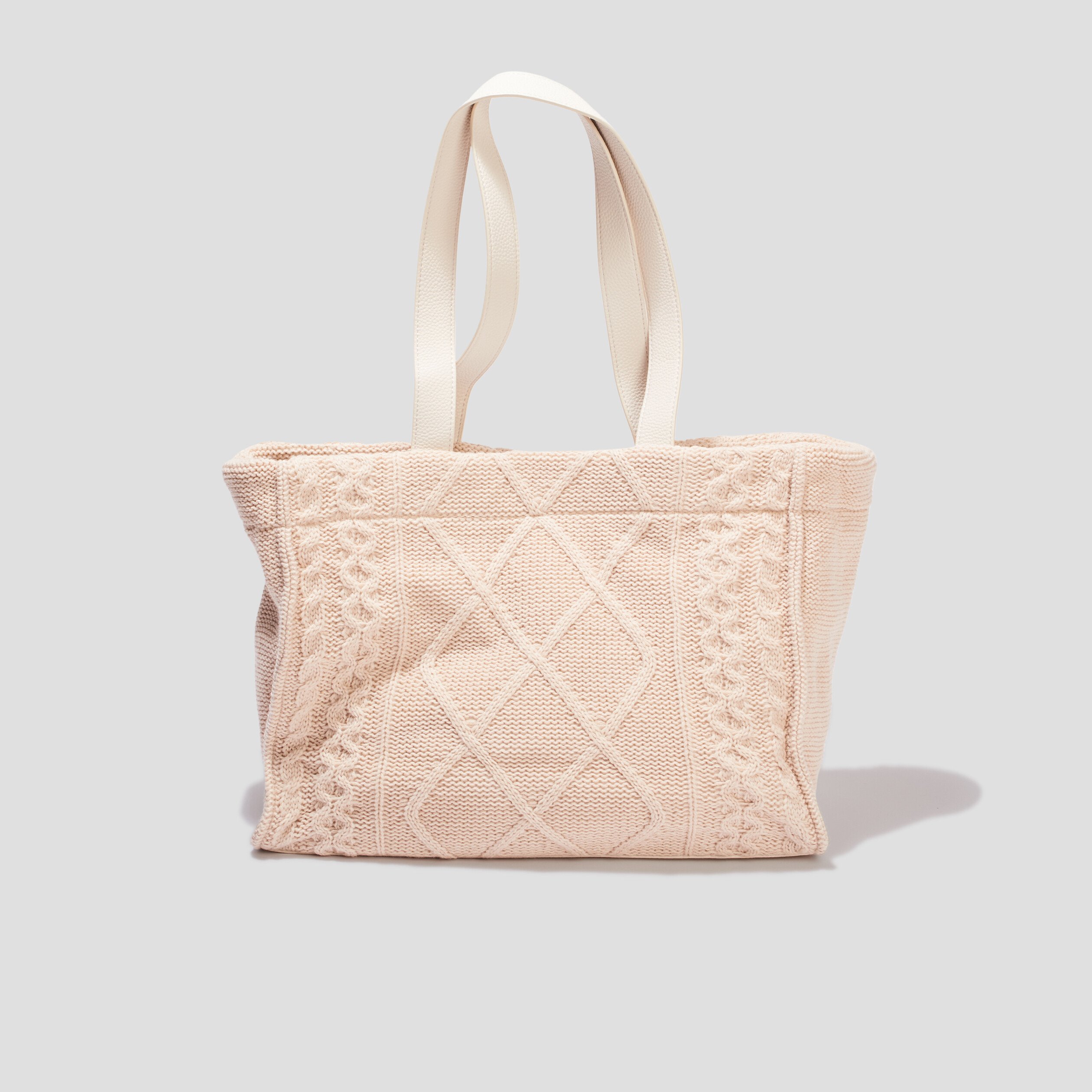 sac shopper aspect tricote sable femme Sac shopper aspect tricoté sable femme