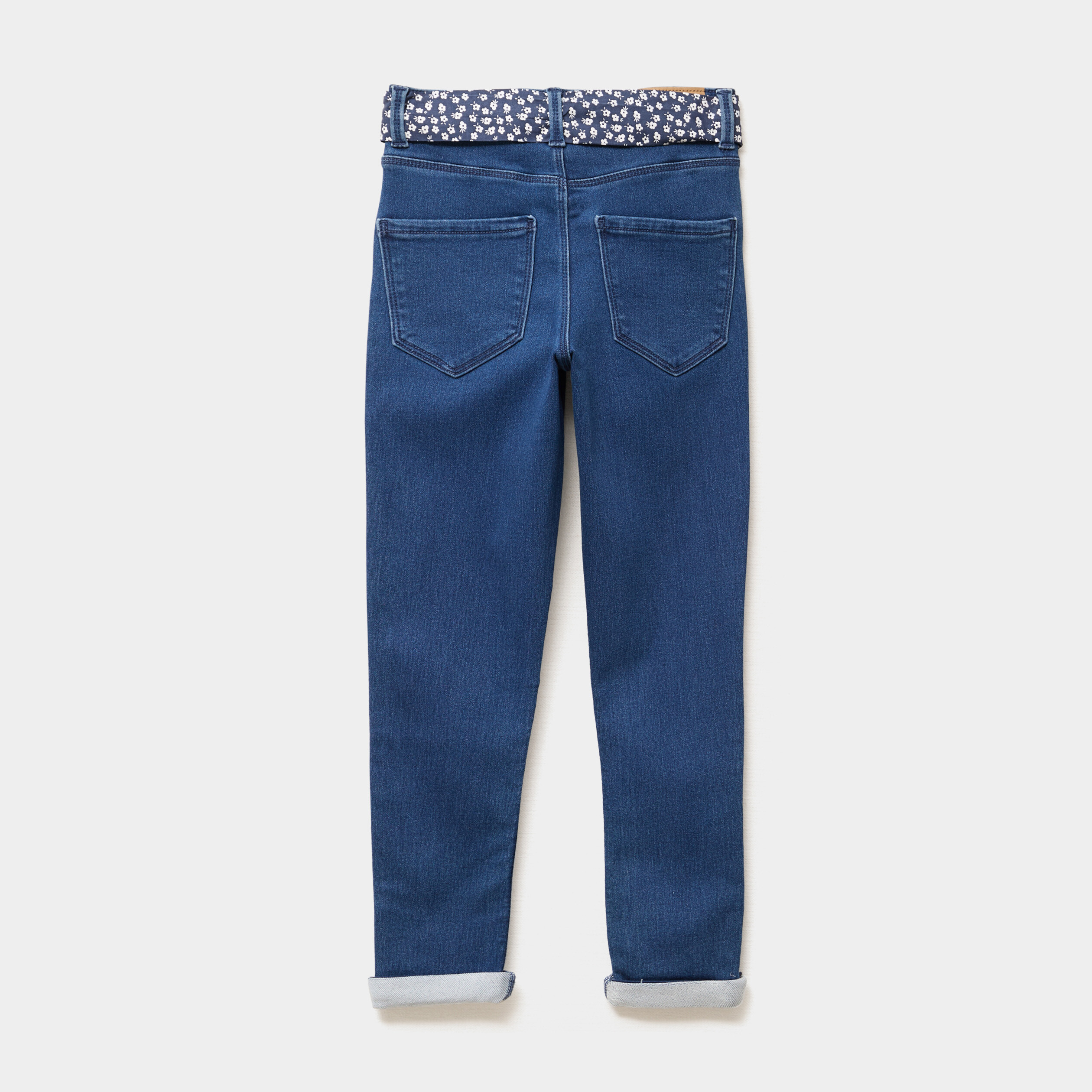 Jean skinny ceinture foulard bleu foncé fille