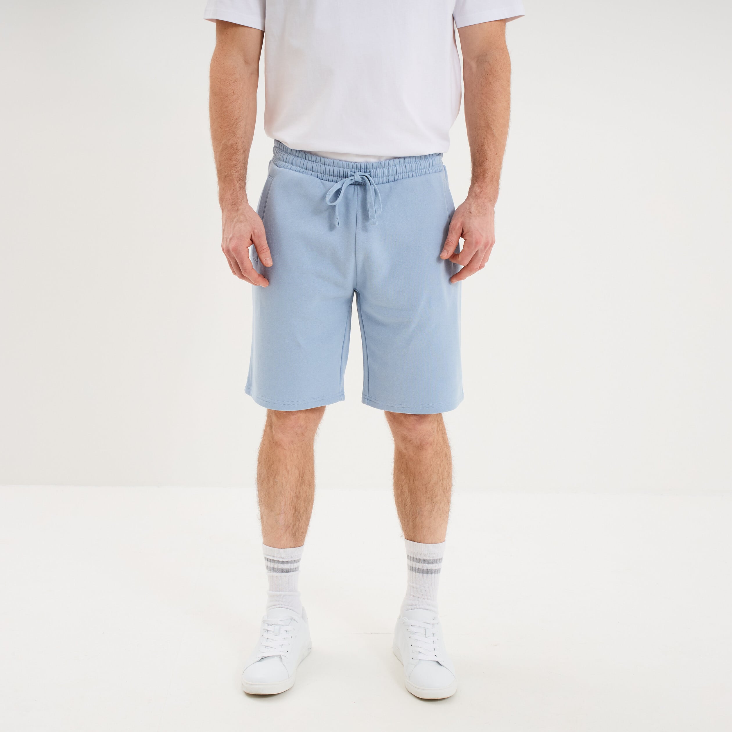 Short jogging molleton droit bleu ciel homme