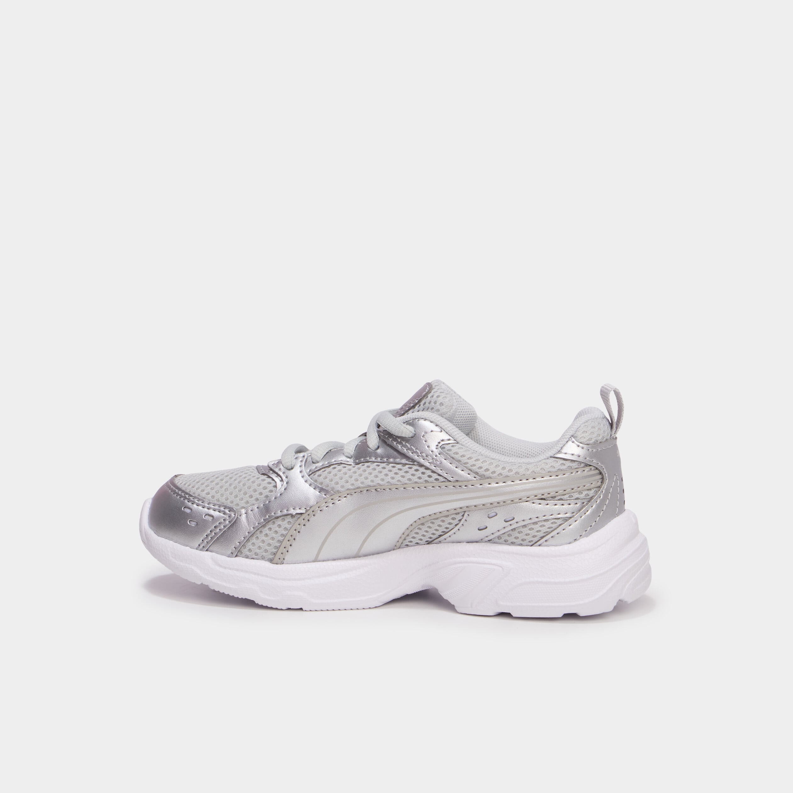 Baskets running &agrave; lacets Puma Milenio gris argent fille