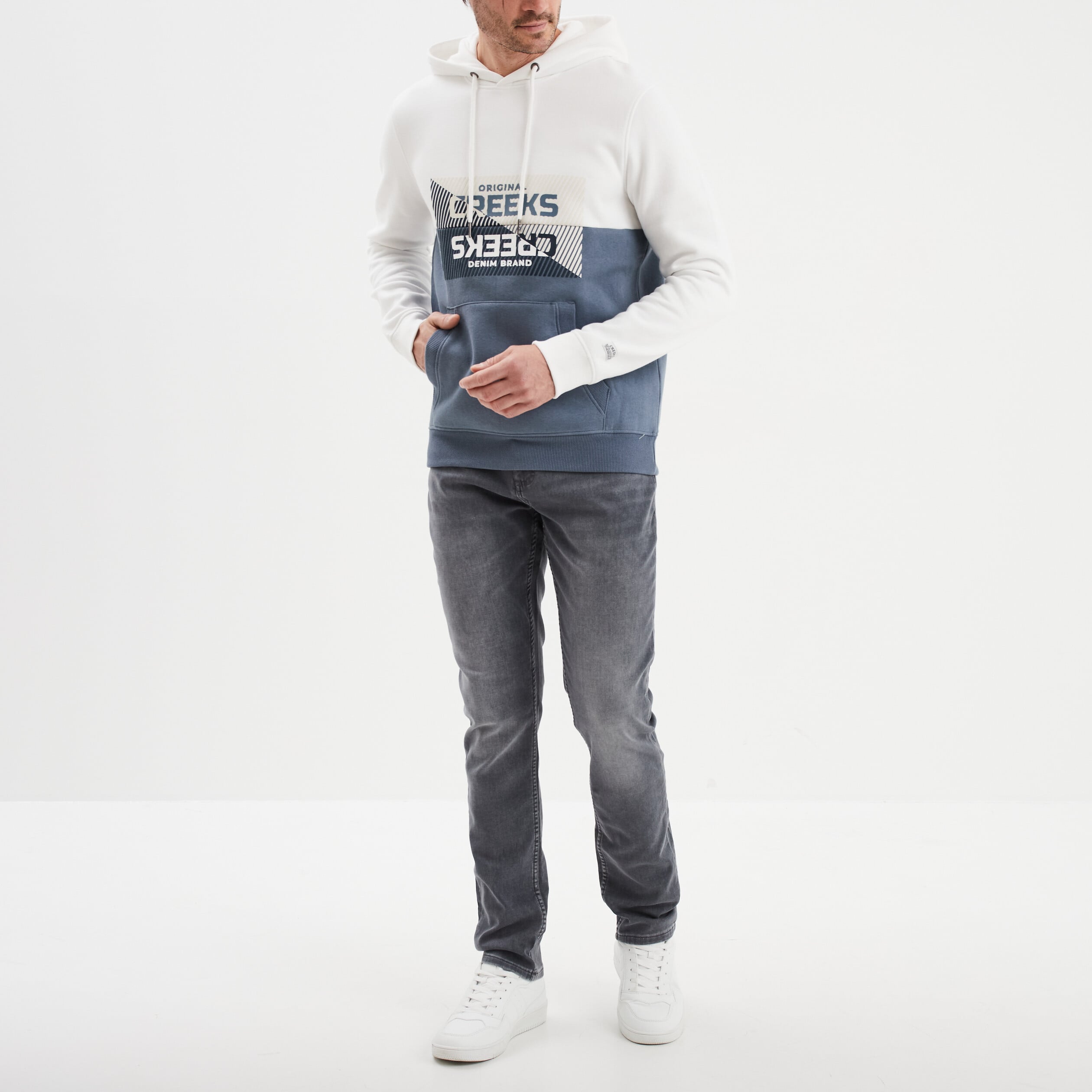 Jean stretch coupe slim denim gris homme