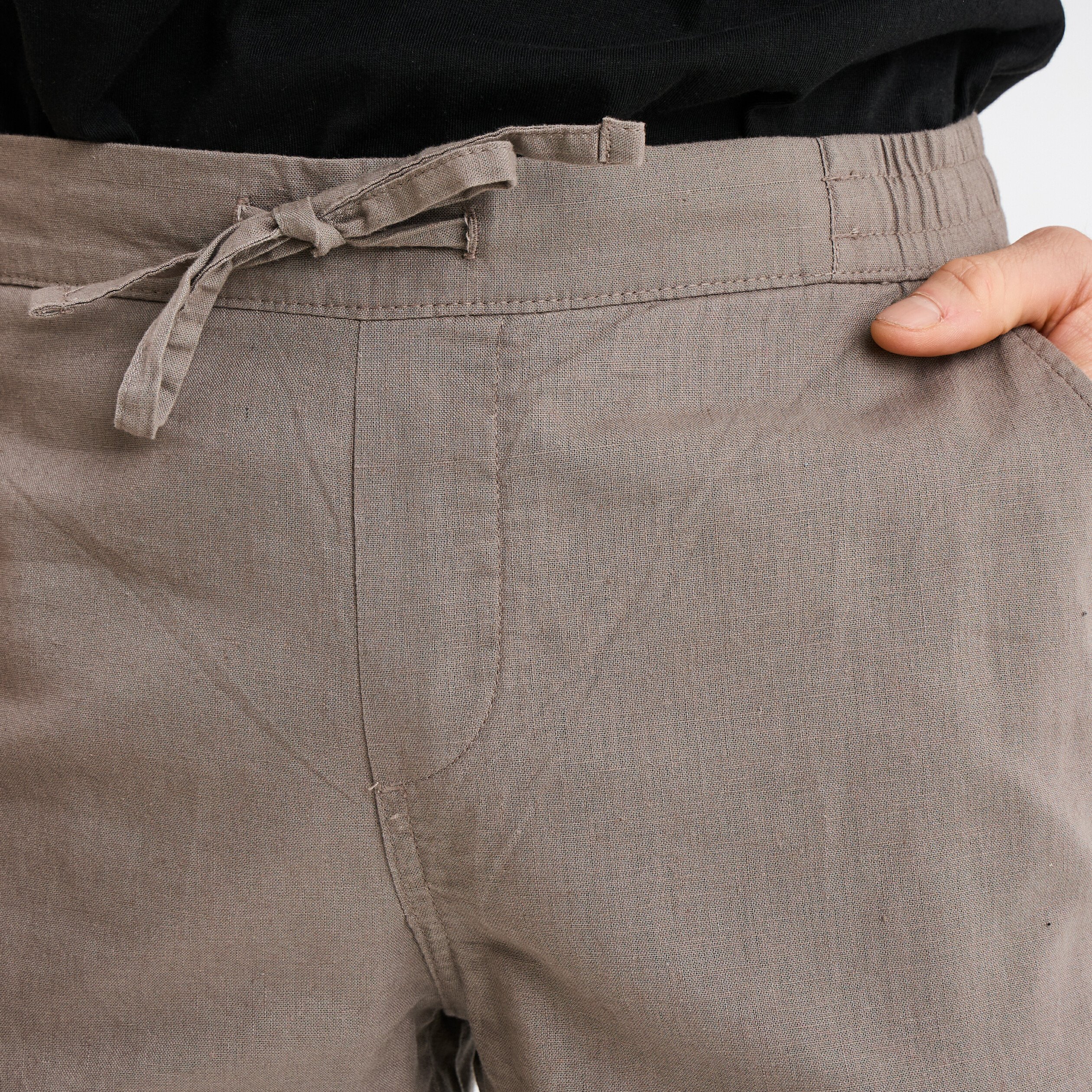 pantalon de jogging en lin melange gris homme Pantalon de jogging en lin mélangé gris homme