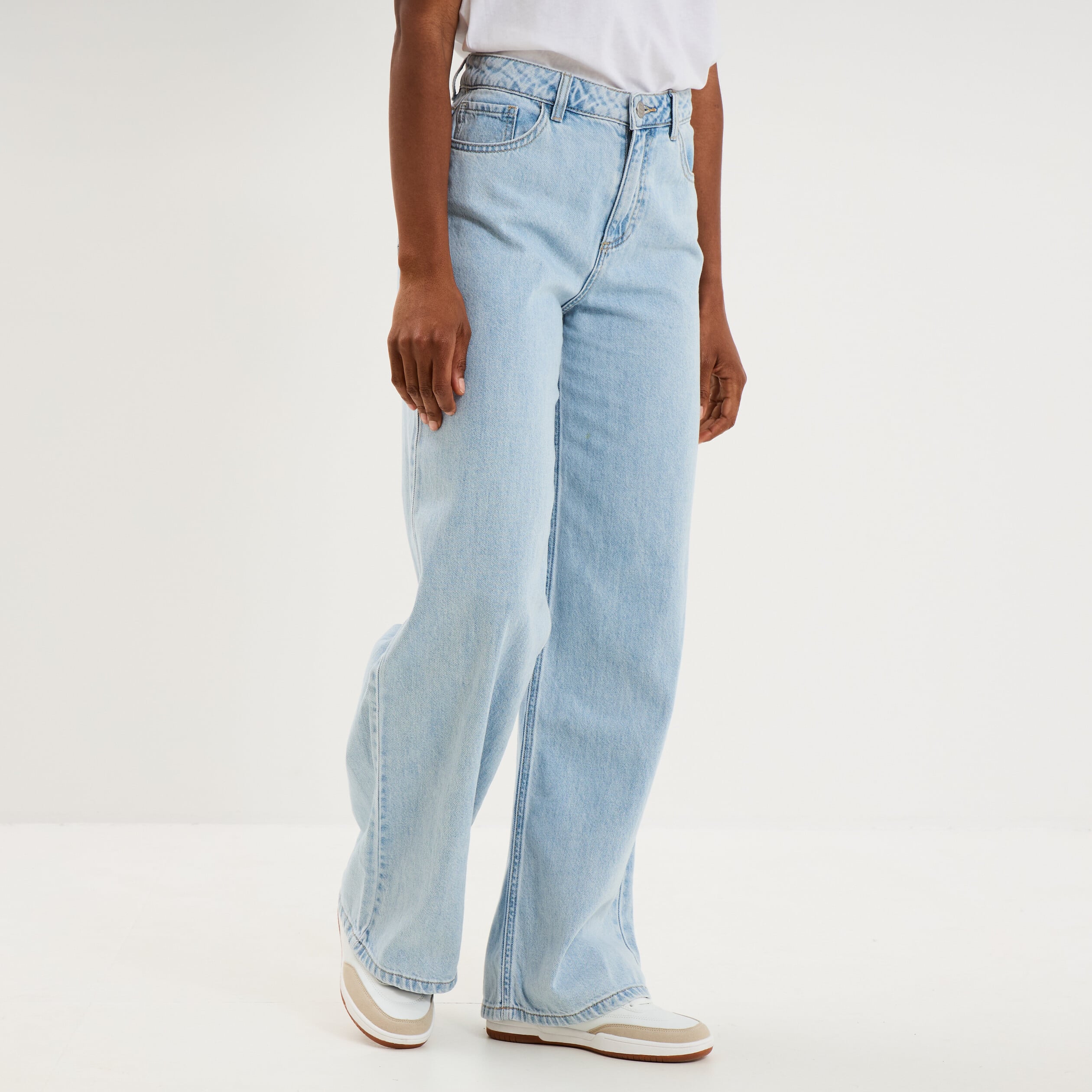 Jeans extra wide leg taille haute denim triple stone femme