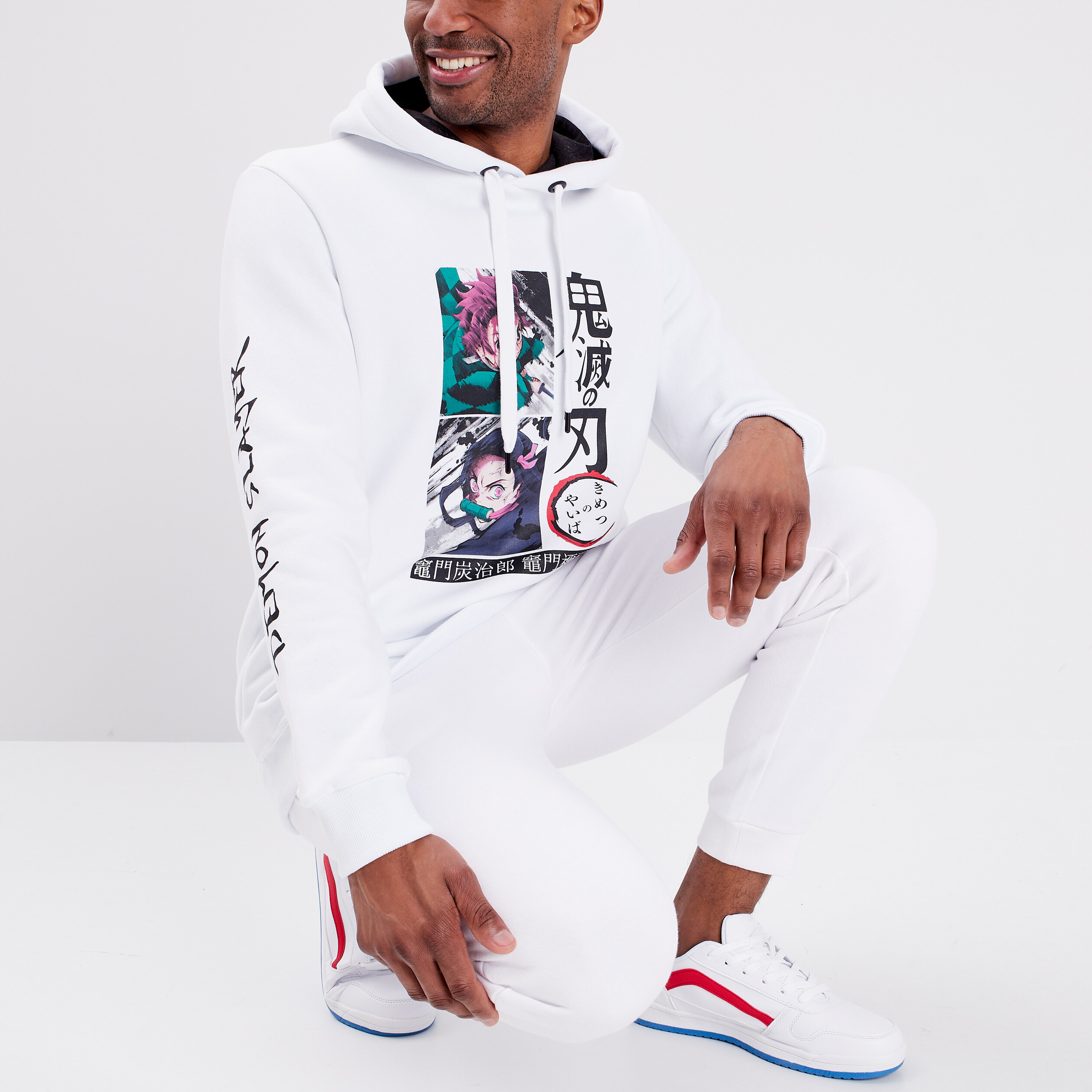 sweat a capuche hoodie demon slayer blanc homme Sweat à capuche hoodie Demon Slayer blanc homme