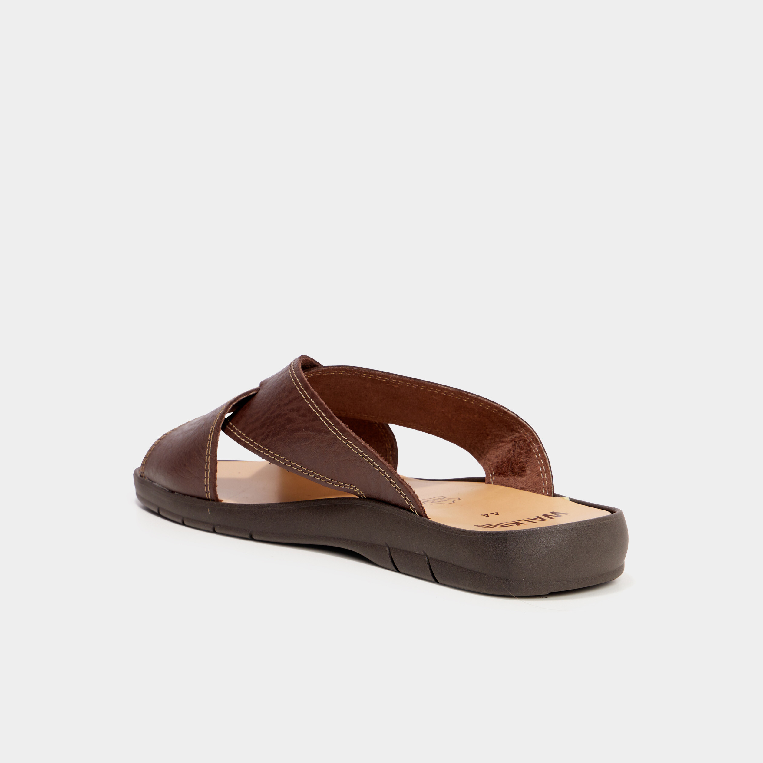 Mules brides croisées en cuir marron homme