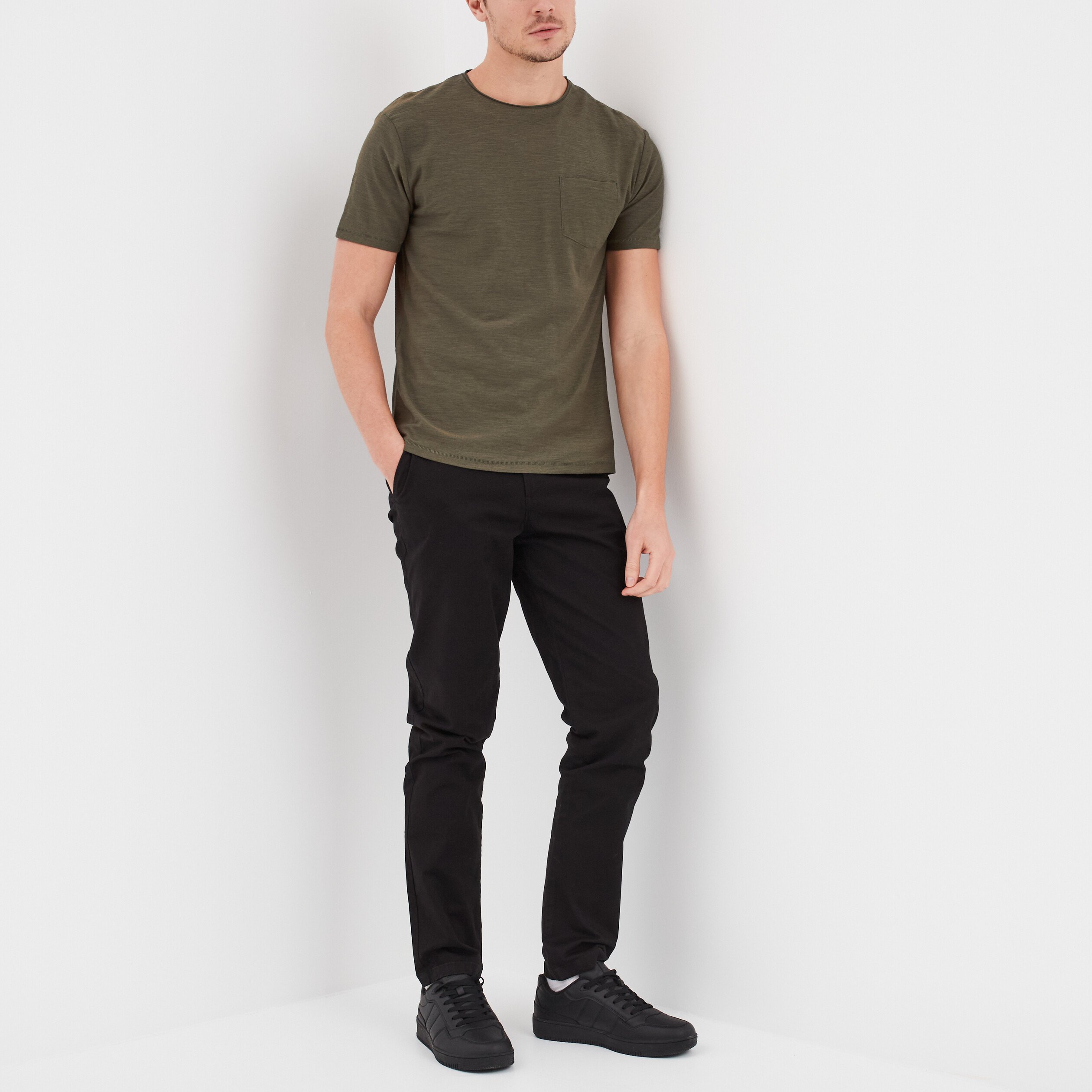 pantalon chino droit stretch noir homme Pantalon chino droit stretch noir homme