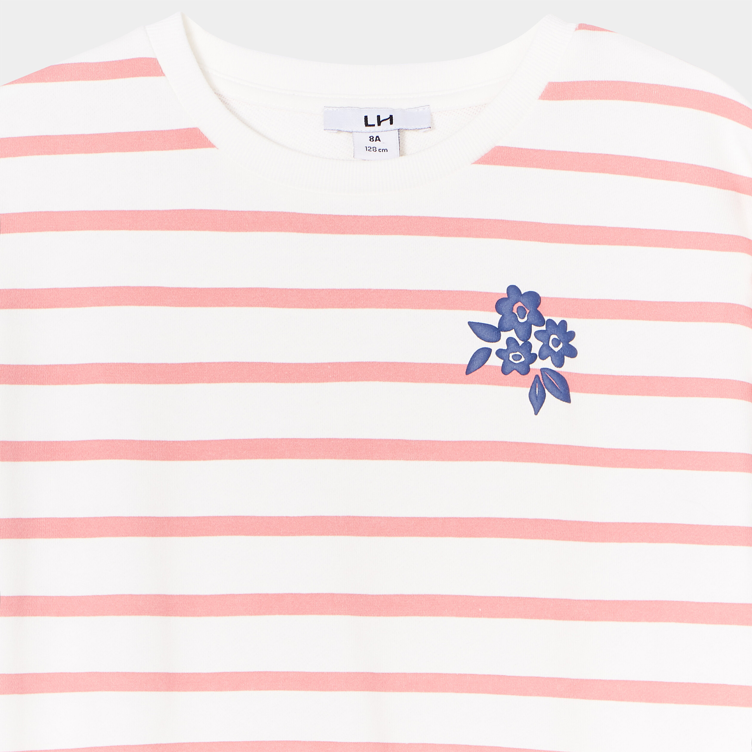 Sweat col rond manches longues blanc fille
