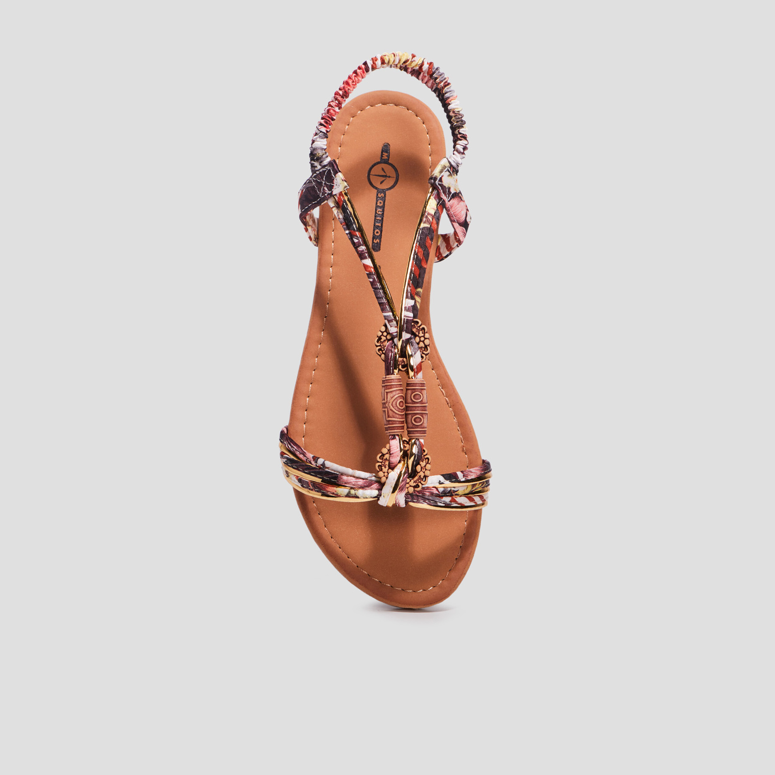 Sandales foulard bout rond &eacute;lastiqu&eacute;es multicolore femme