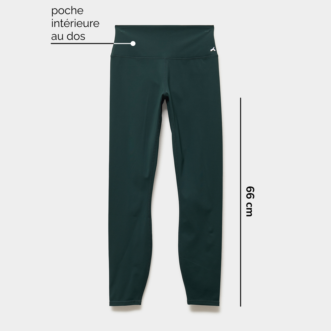 Legging de sport gainant taille haute vert fonc&eacute; femme