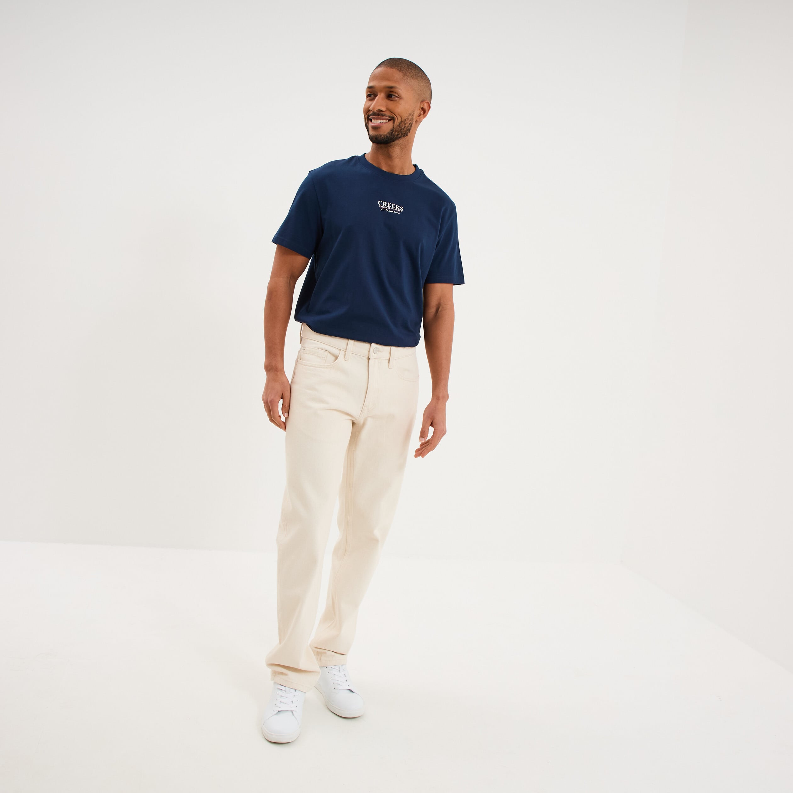 Jean regular 5 poches coton ecru homme