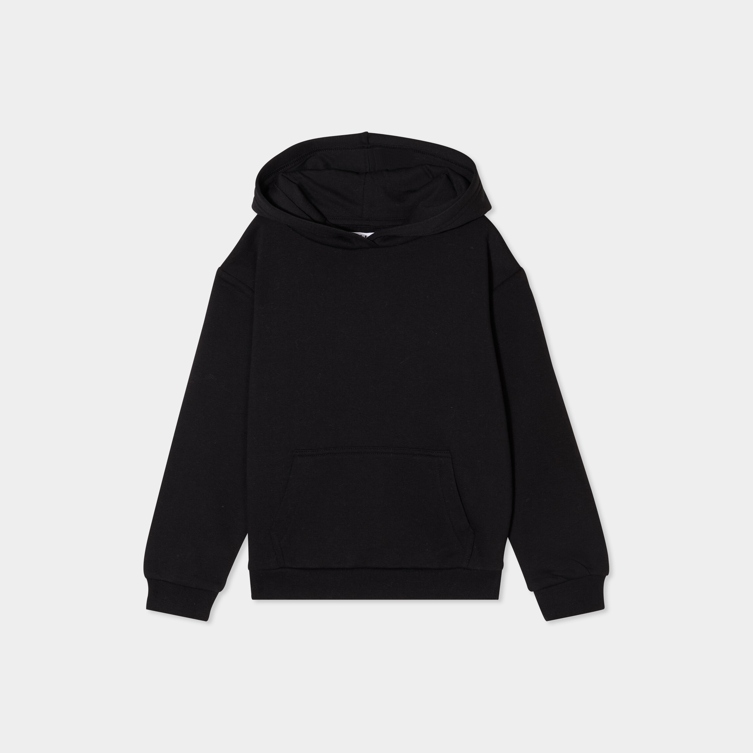 Sweat &agrave; capuche hoodie relax molleton noir fille