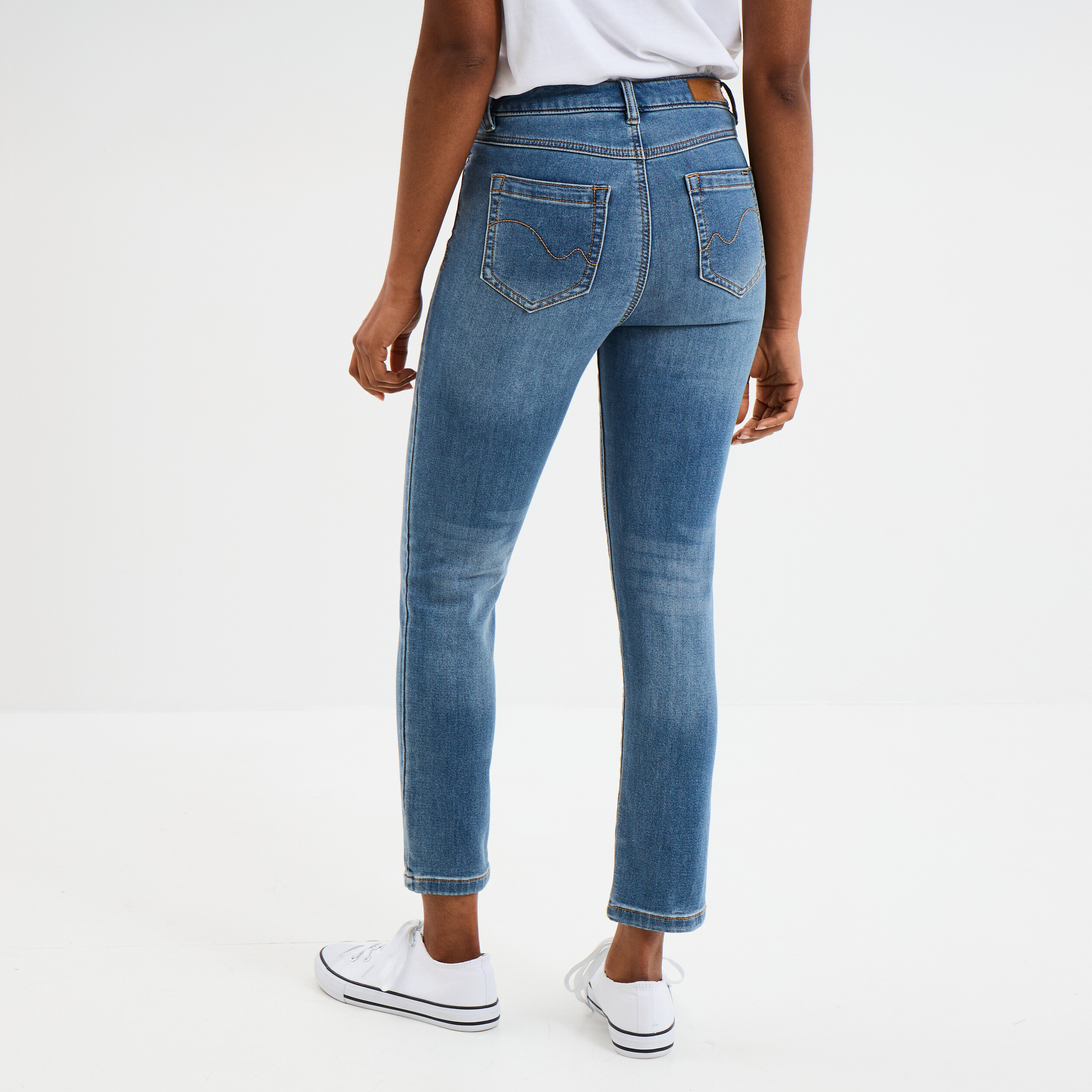 Jean stretch slim 7/8 ème denim stone femme