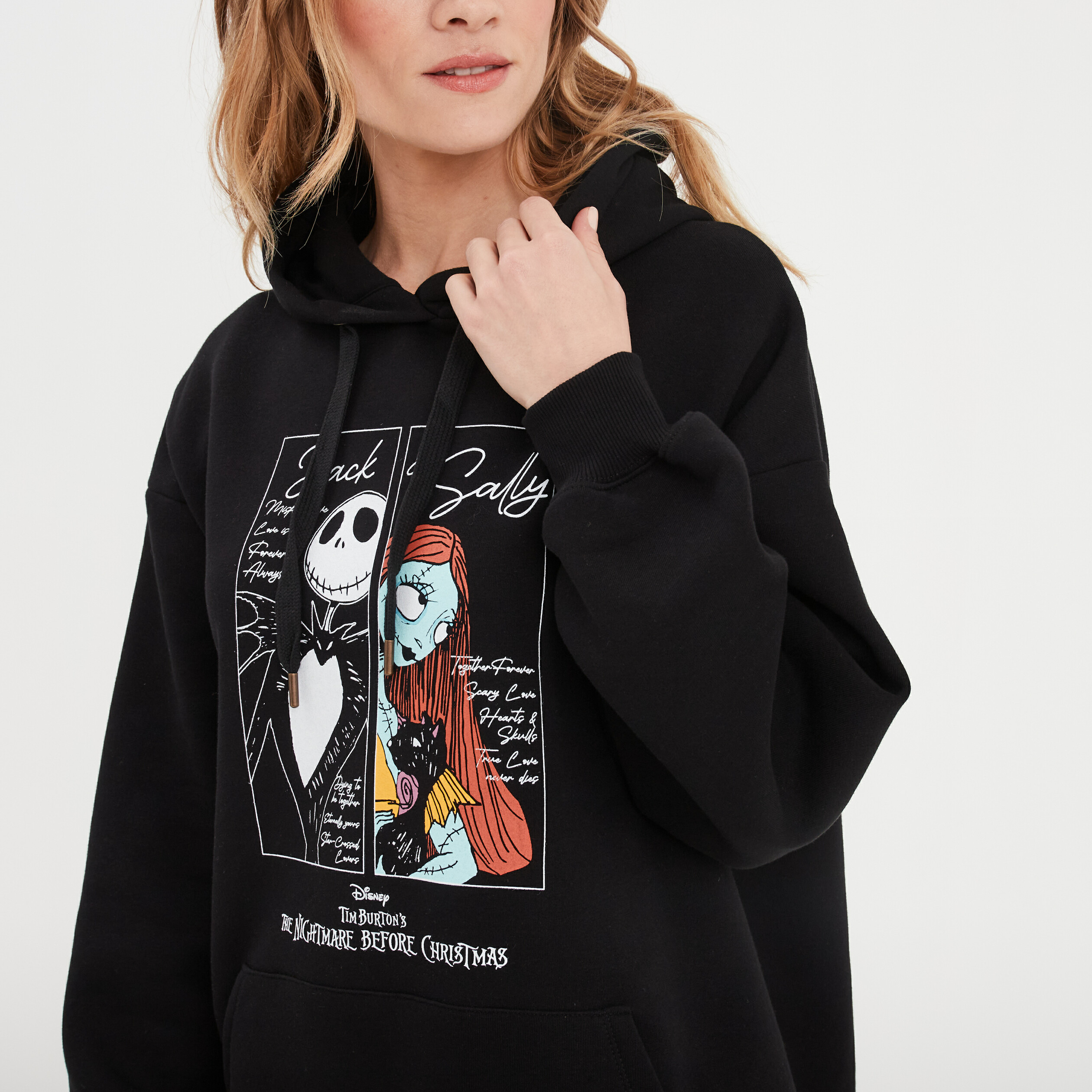 sweat hoodie etrange noel mr jack noir femme Sweat hoodie Étrange Noël Mr Jack noir femme