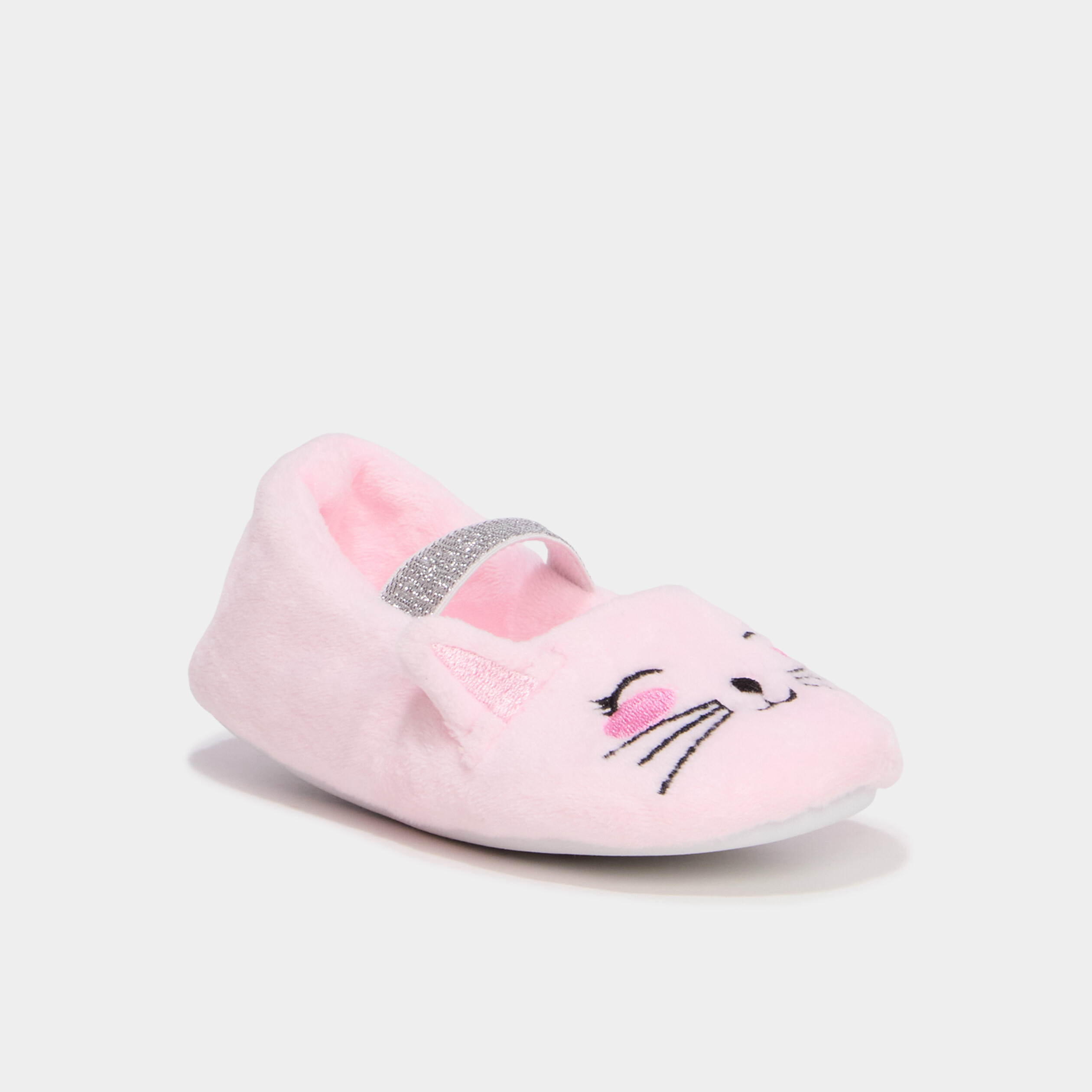 Chaussons ballerines effet velours rose fille